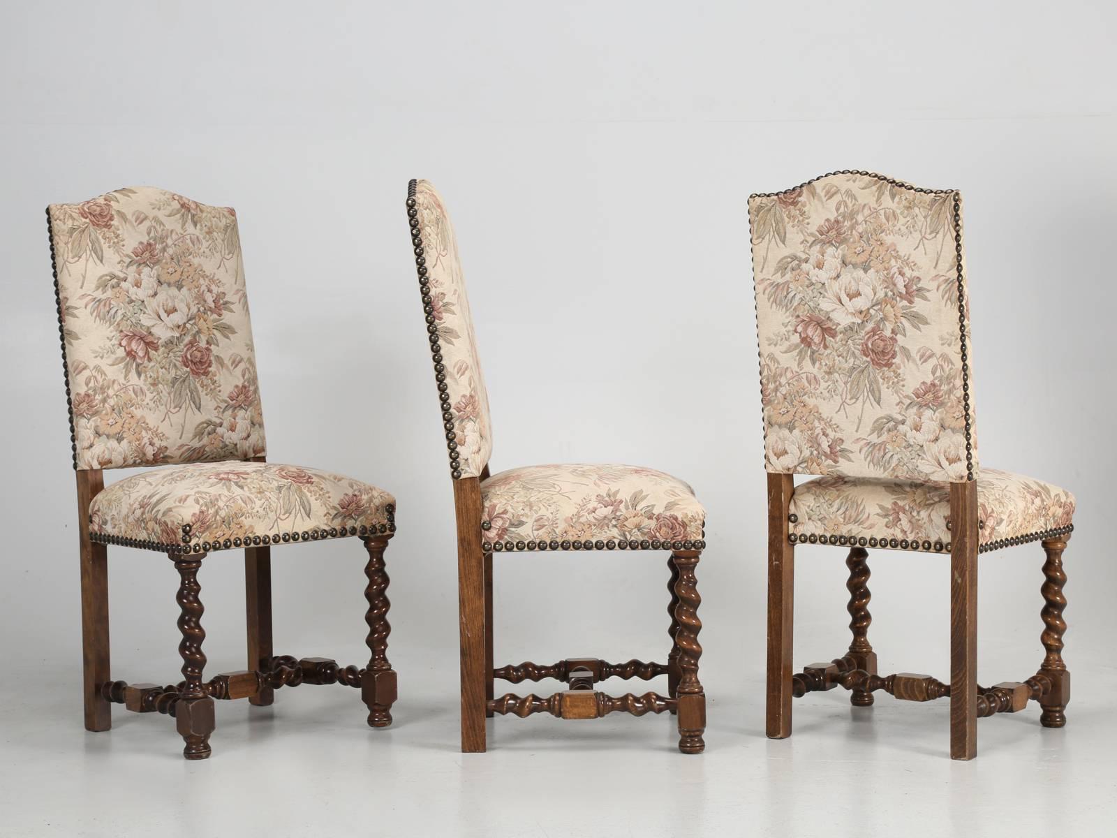 Antique French Barley Twist Dining Chairs, Set of Six in as Found Condition 3
