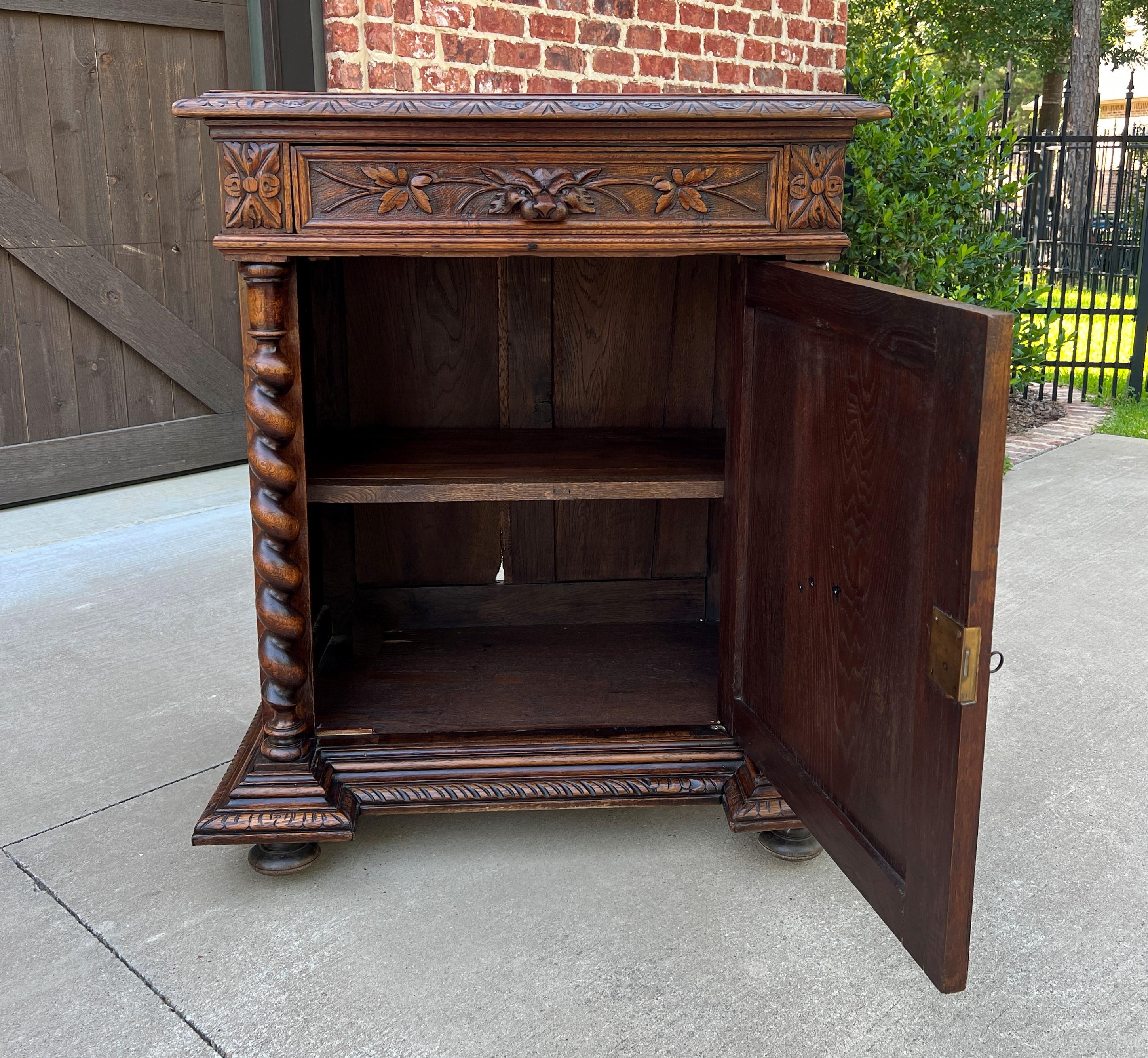 Antique French Barley Twist Jam Cabinet Cupboard Liquor Cabinet Bar Oak with Key 4