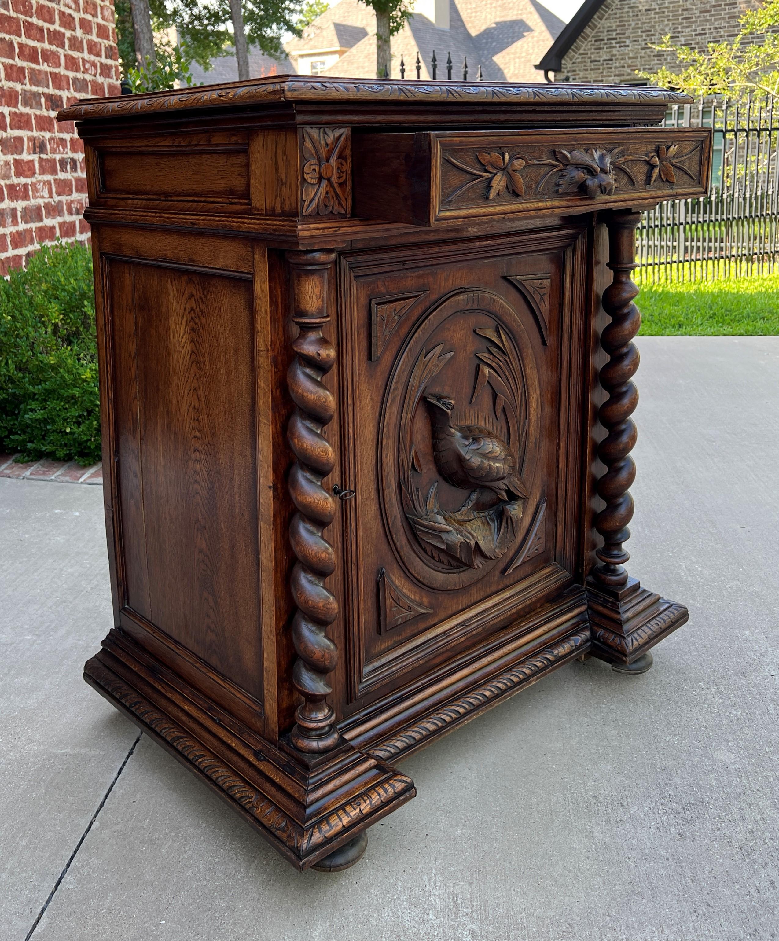 Antique French Barley Twist Jam Cabinet Cupboard Liquor Cabinet Bar Oak with Key 5