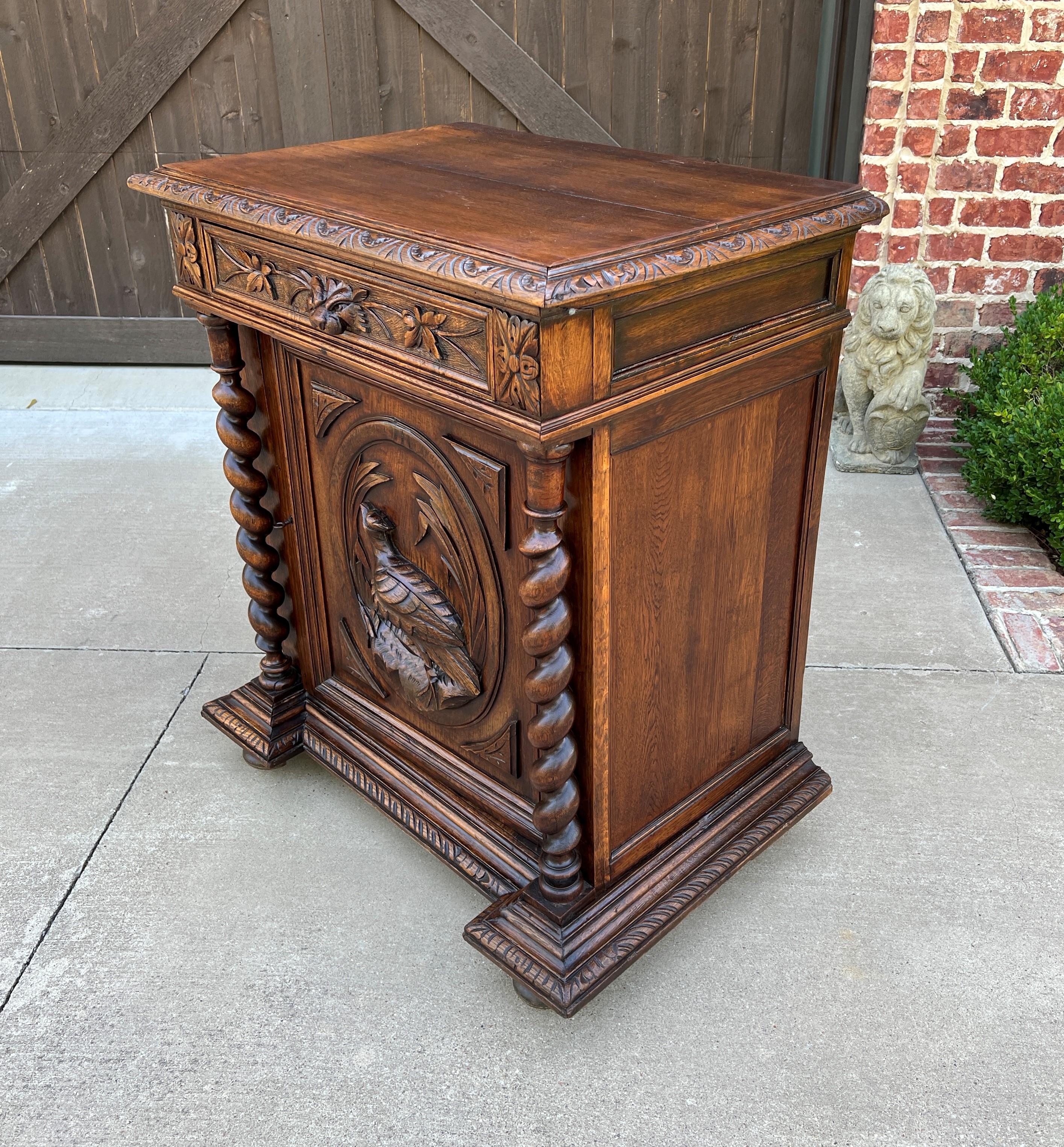 Antique French Barley Twist Jam Cabinet Cupboard Liquor Cabinet Bar Oak with Key 6