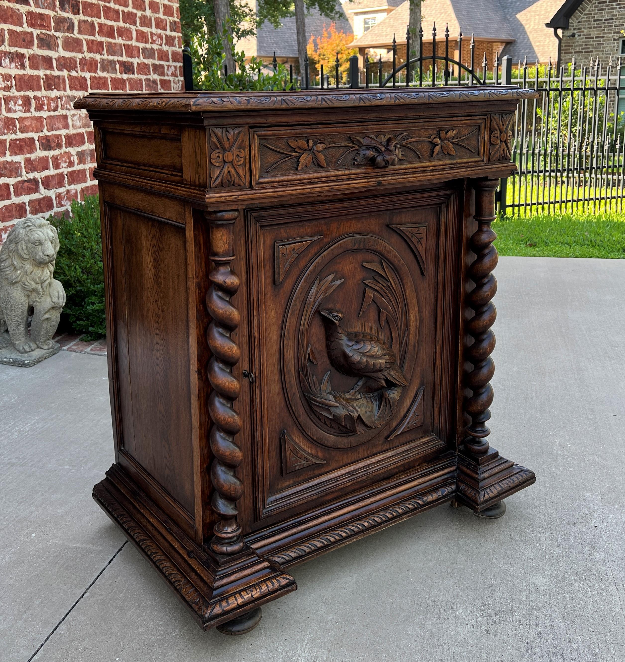 Antique French Barley Twist Jam Cabinet Cupboard Liquor Cabinet Bar Oak with Key 7