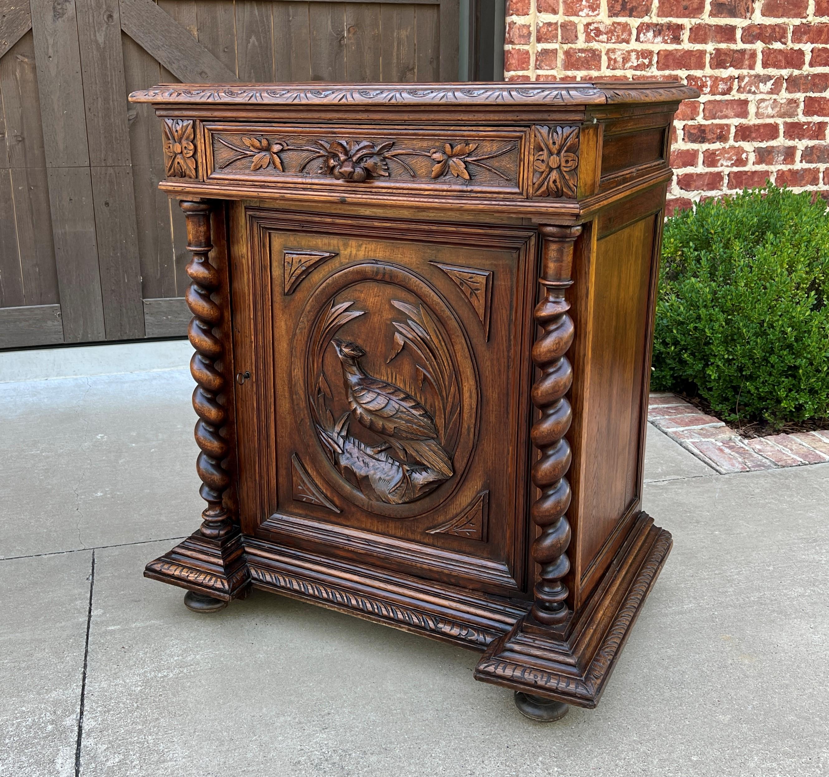 Antique French Barley Twist Jam Cabinet Cupboard Liquor Cabinet Bar Oak with Key 9
