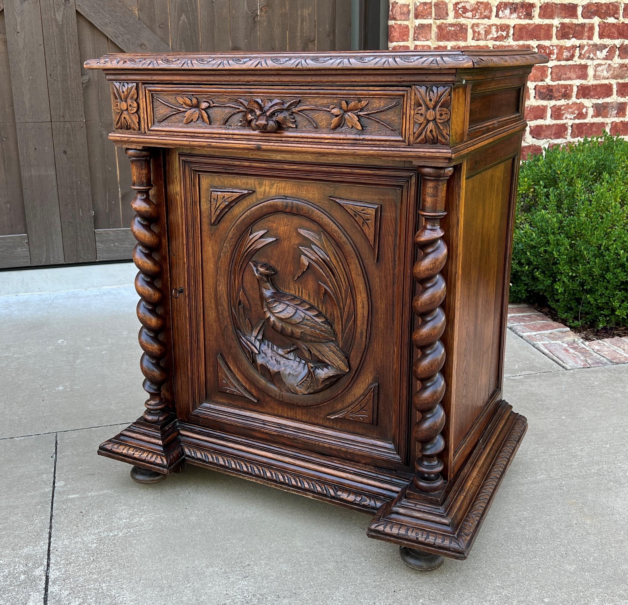 Antique French Barley Twist Jam Cabinet Cupboard Liquor Cabinet Bar Oak with Key 10