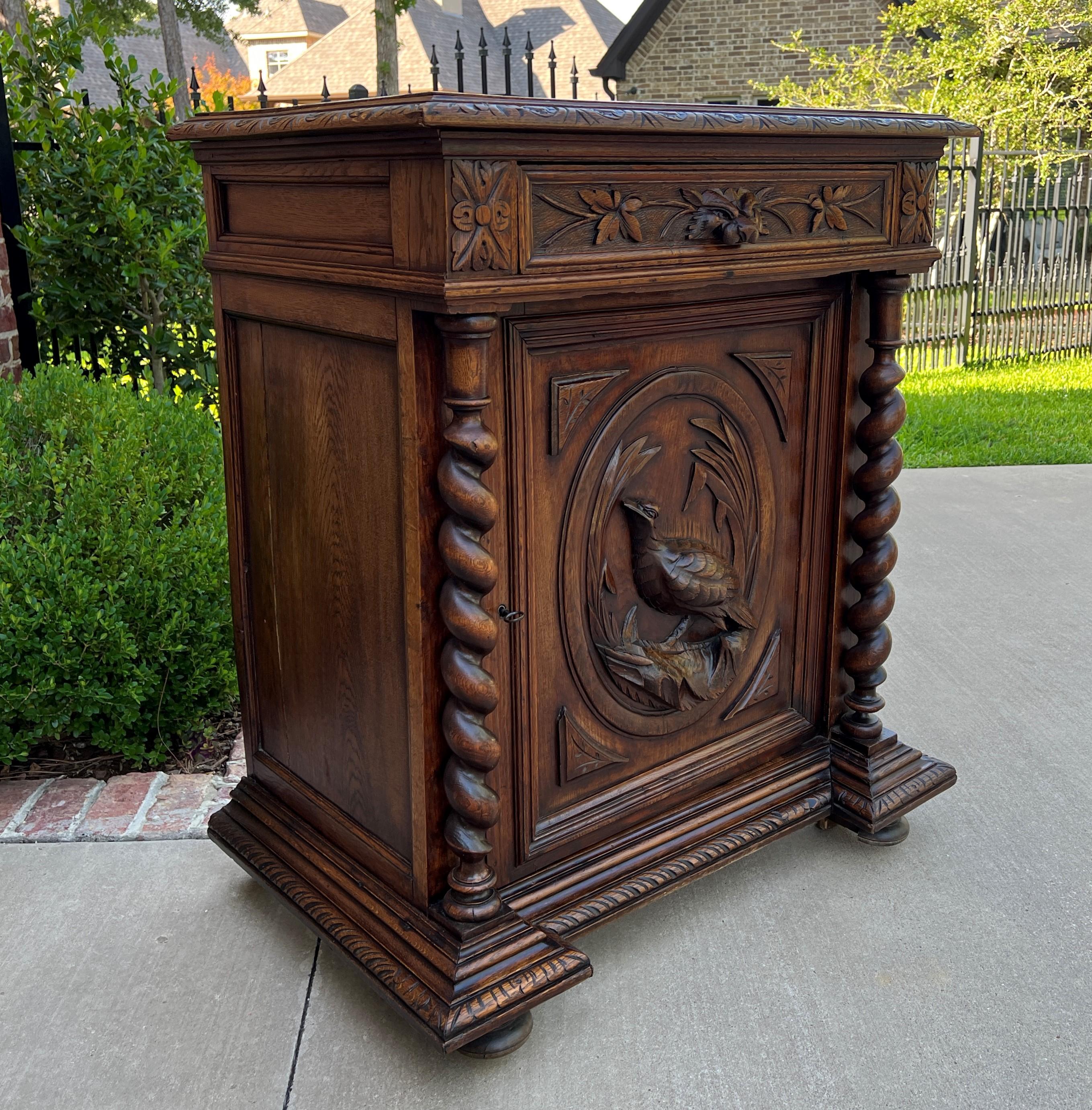 Antique French Barley Twist Jam Cabinet Cupboard Liquor Cabinet Bar Oak with Key 11