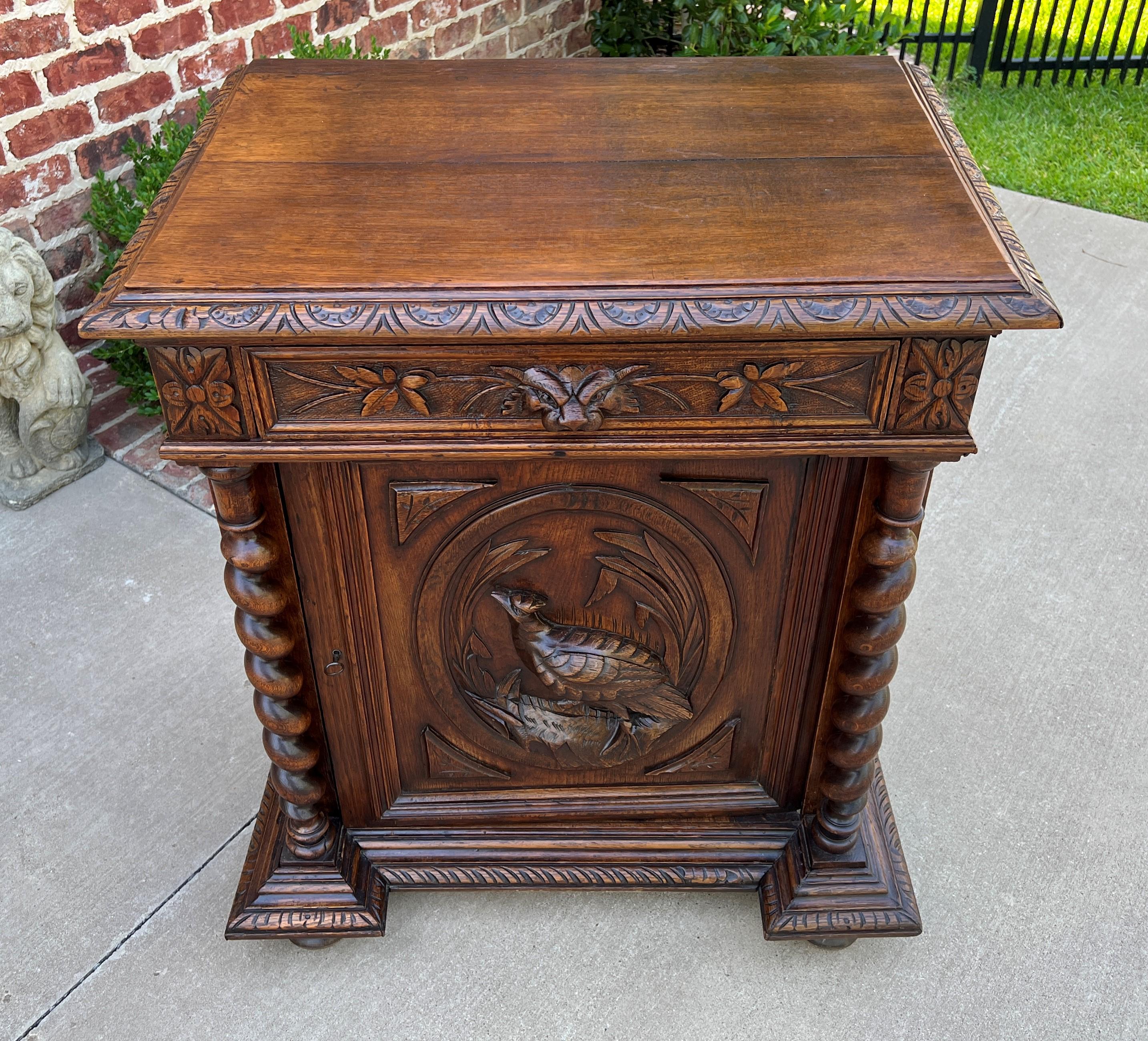 Late 19th Century Antique French Barley Twist Jam Cabinet Cupboard Liquor Cabinet Bar Oak with Key