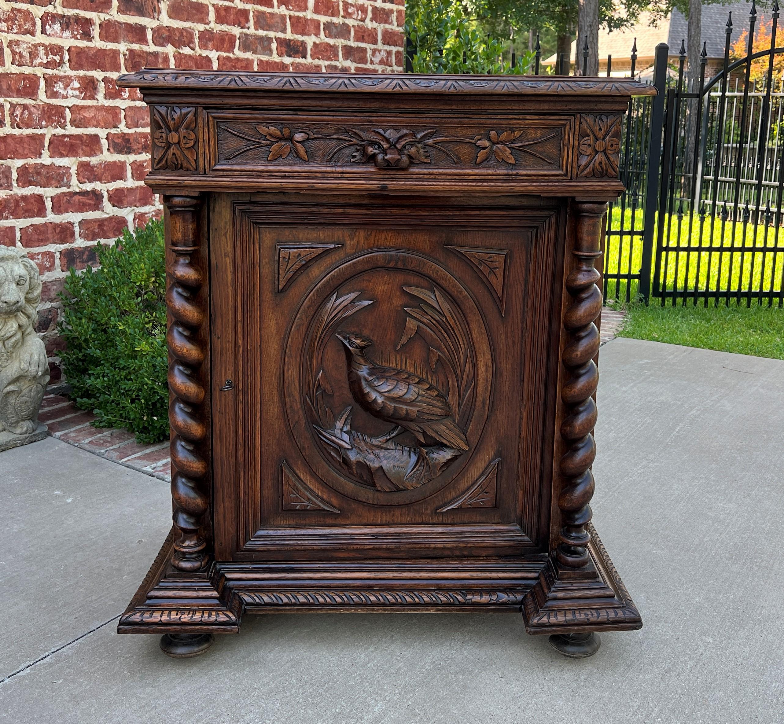 Antique French Barley Twist Jam Cabinet Cupboard Liquor Cabinet Bar Oak with Key 1