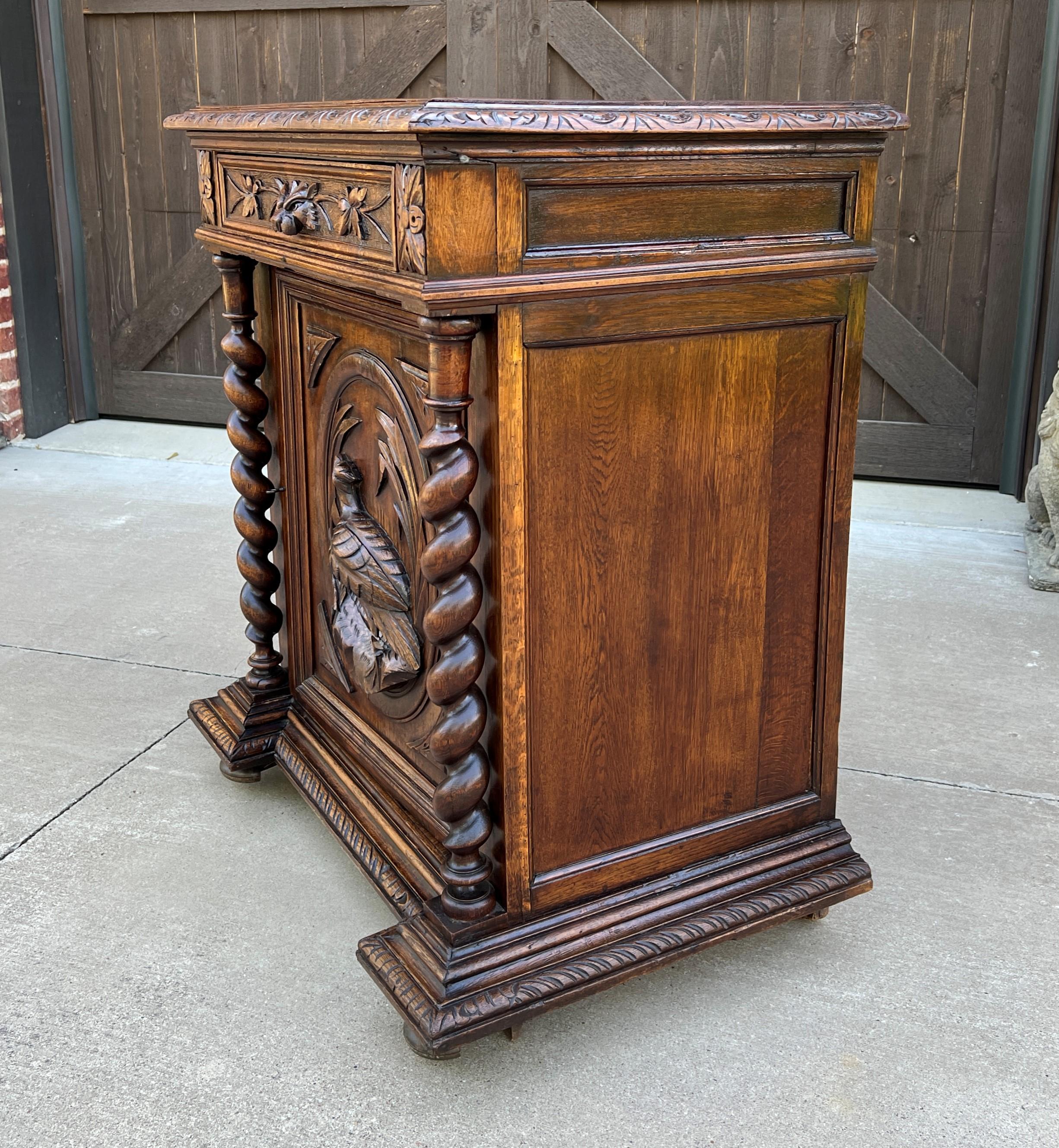 Antique French Barley Twist Jam Cabinet Cupboard Liquor Cabinet Bar Oak with Key 2