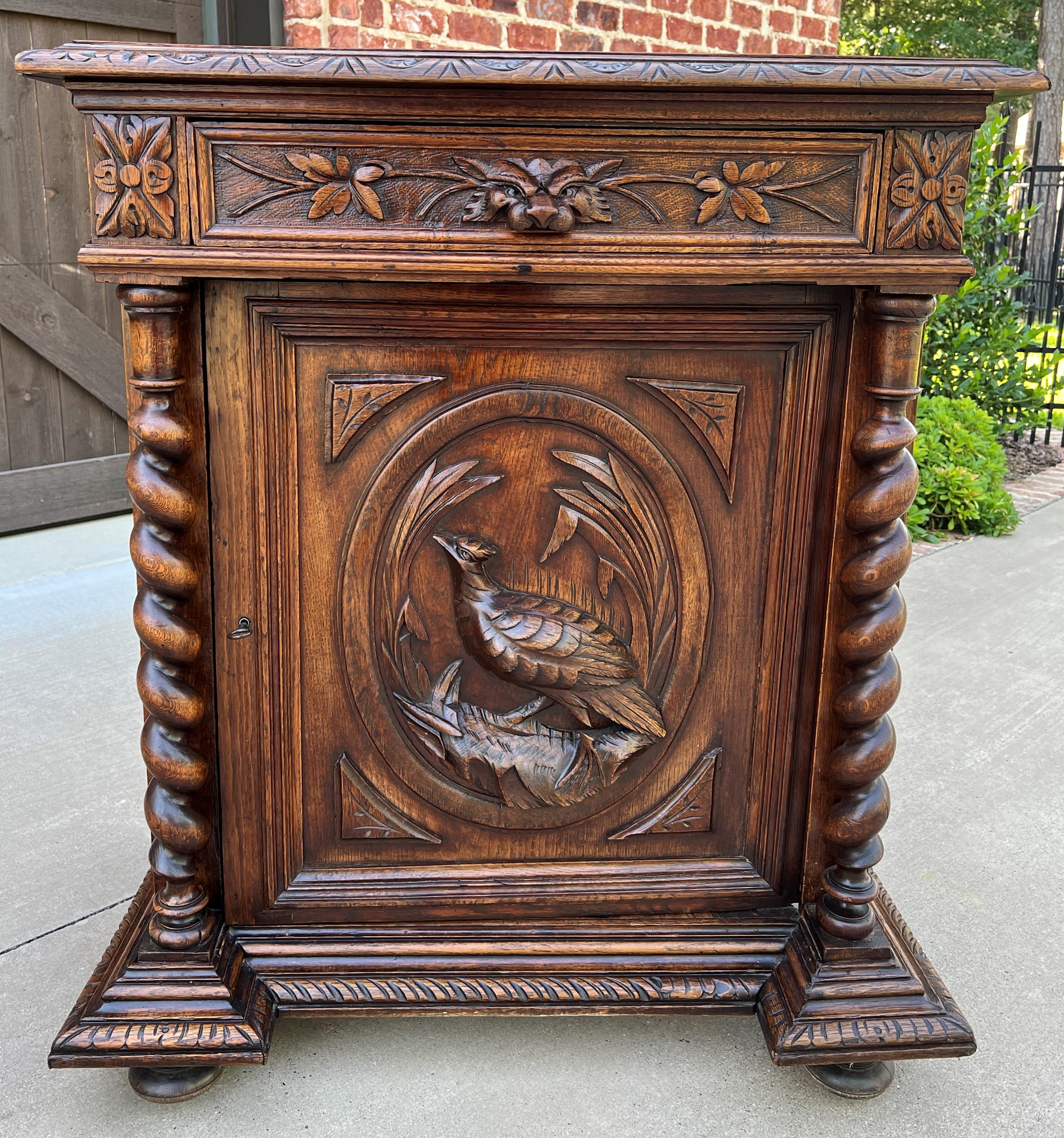 Antique French Barley Twist Jam Cabinet Cupboard Liquor Cabinet Bar Oak with Key 3