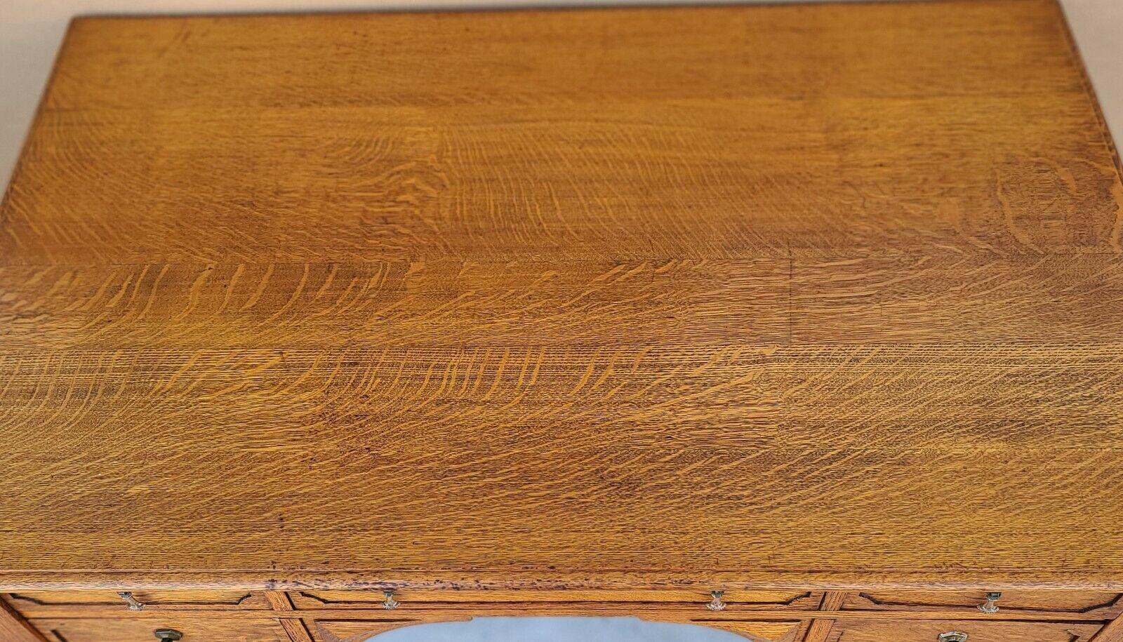 Antique French Barley Twist Oak & Cane Desk 6