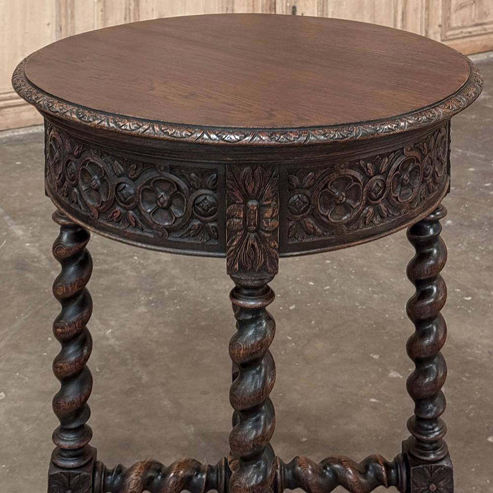 Ancienne table d'extrémité ronde française de style Barley Twist en vente 4