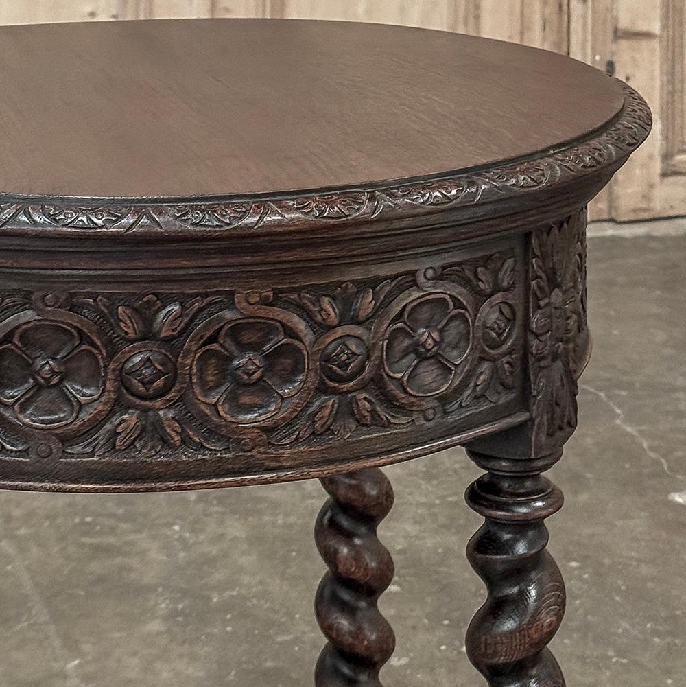Ancienne table d'extrémité ronde française de style Barley Twist en vente 6
