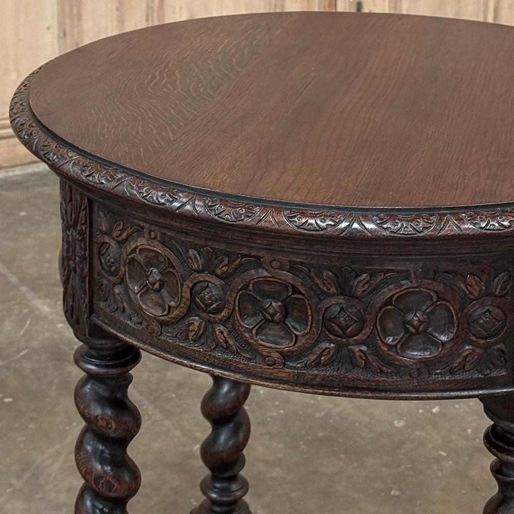 Ancienne table d'extrémité ronde française de style Barley Twist en vente 7