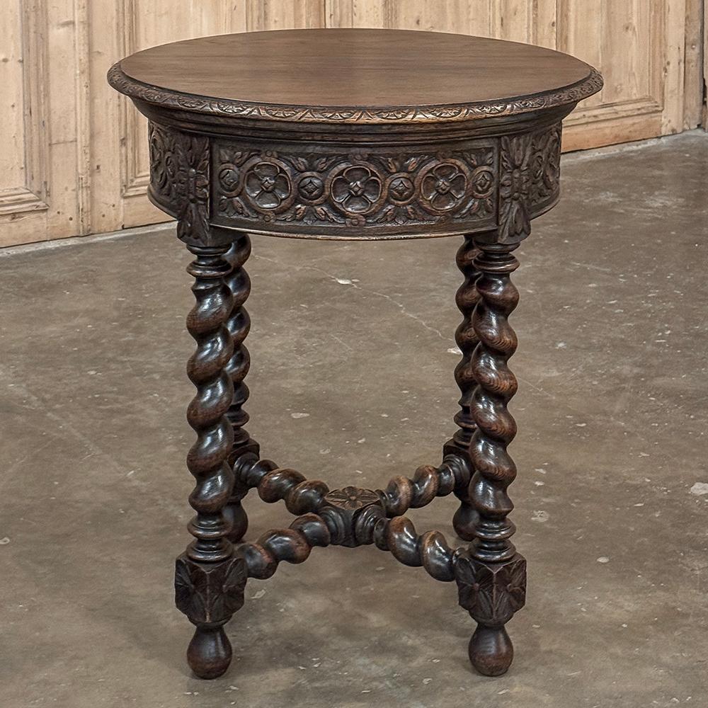 Néo-classique Ancienne table d'extrémité ronde française de style Barley Twist en vente