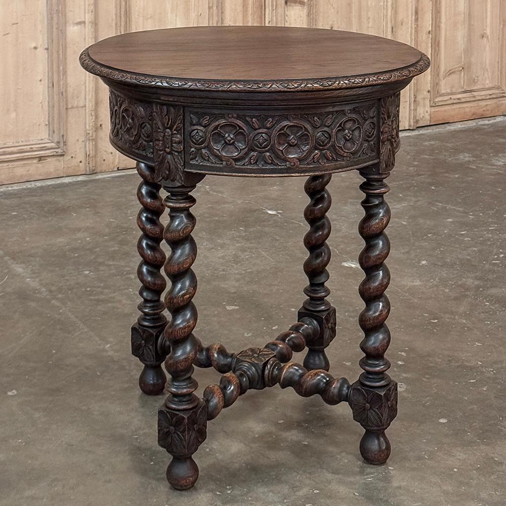 Ancienne table d'extrémité ronde française de style Barley Twist Bon état - En vente à Dallas, TX