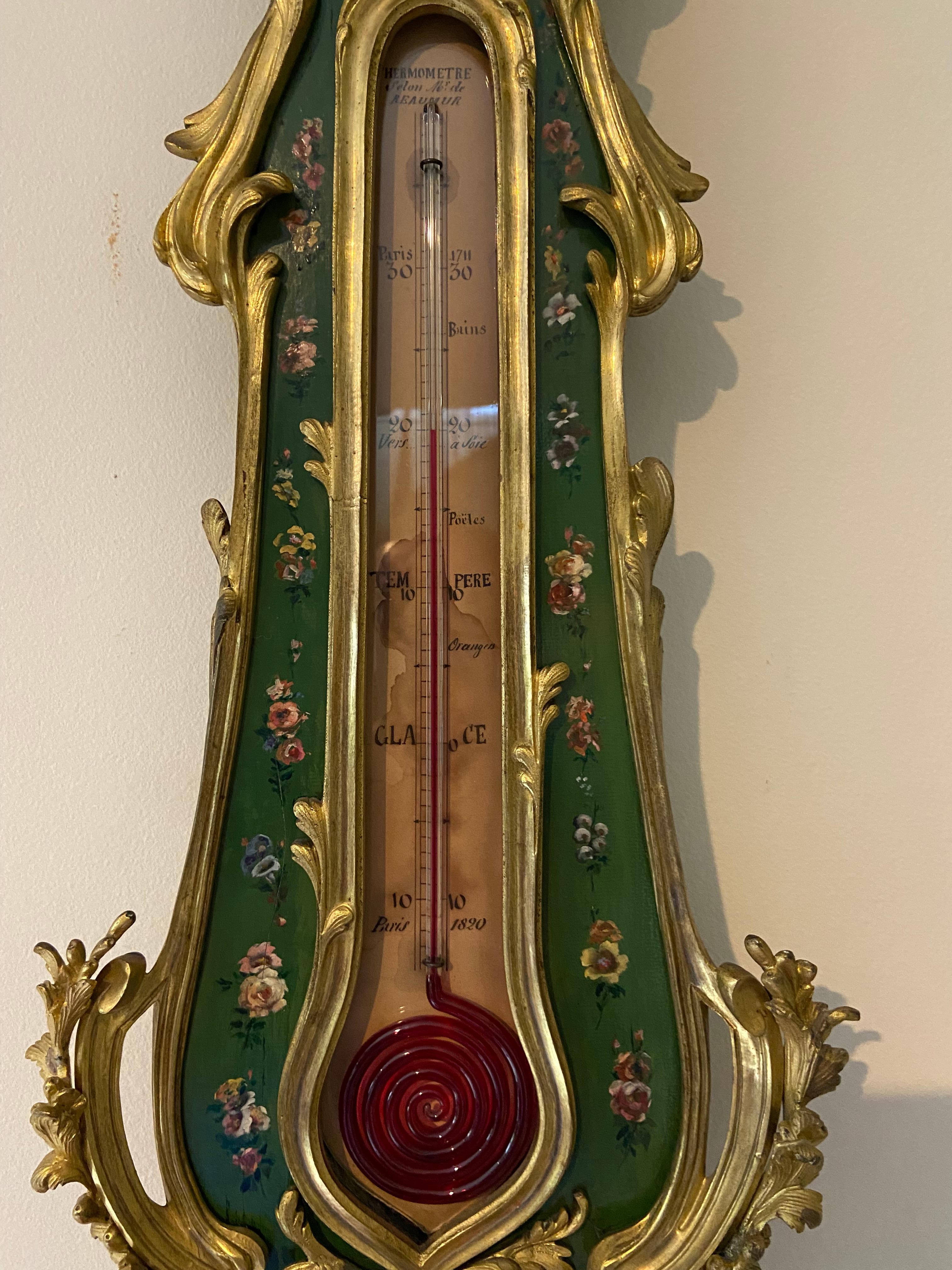 Rococo Antique French Barometer with Original Mercury Mechanism, 19th Century For Sale