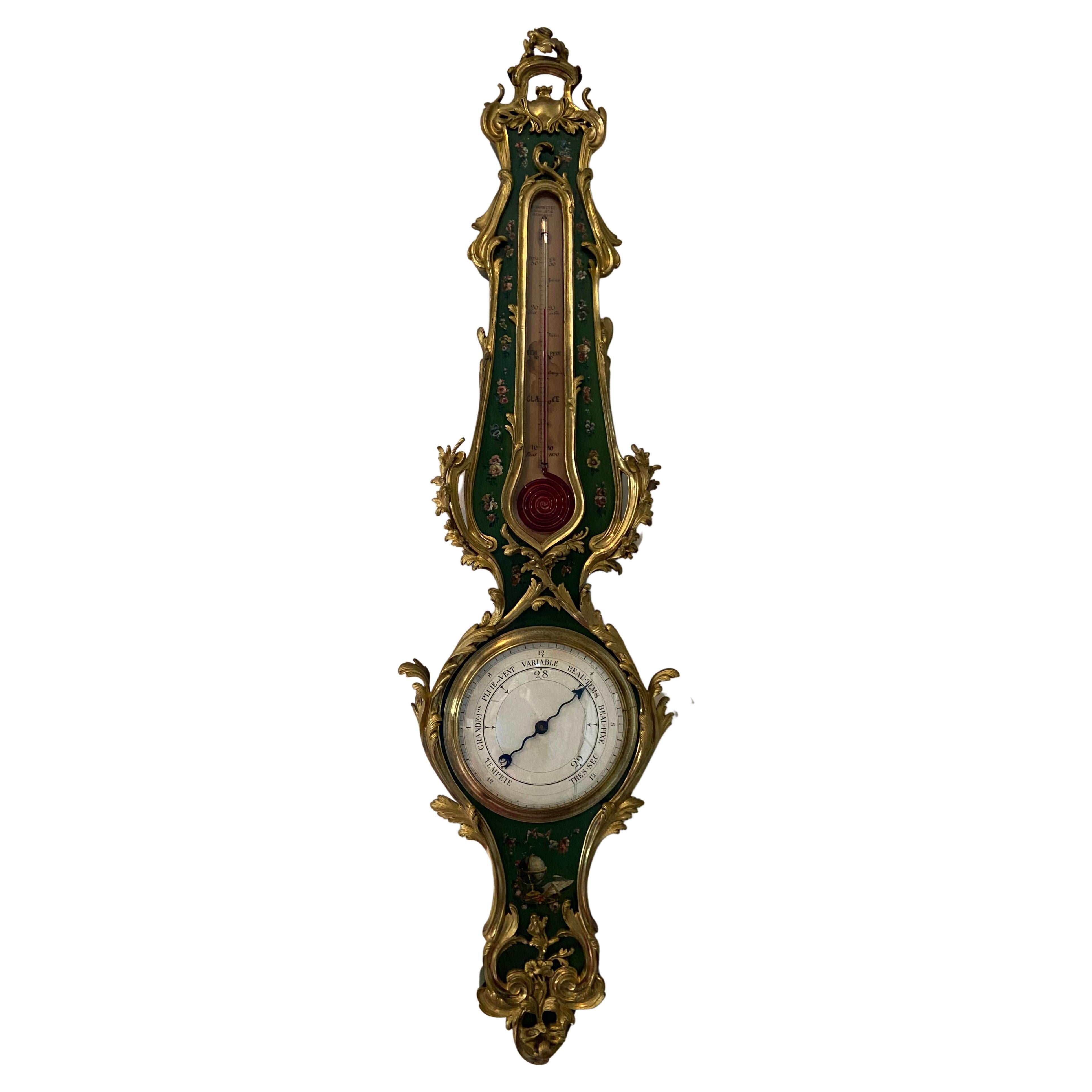 Antique French Barometer with Original Mercury Mechanism, 19th Century For Sale