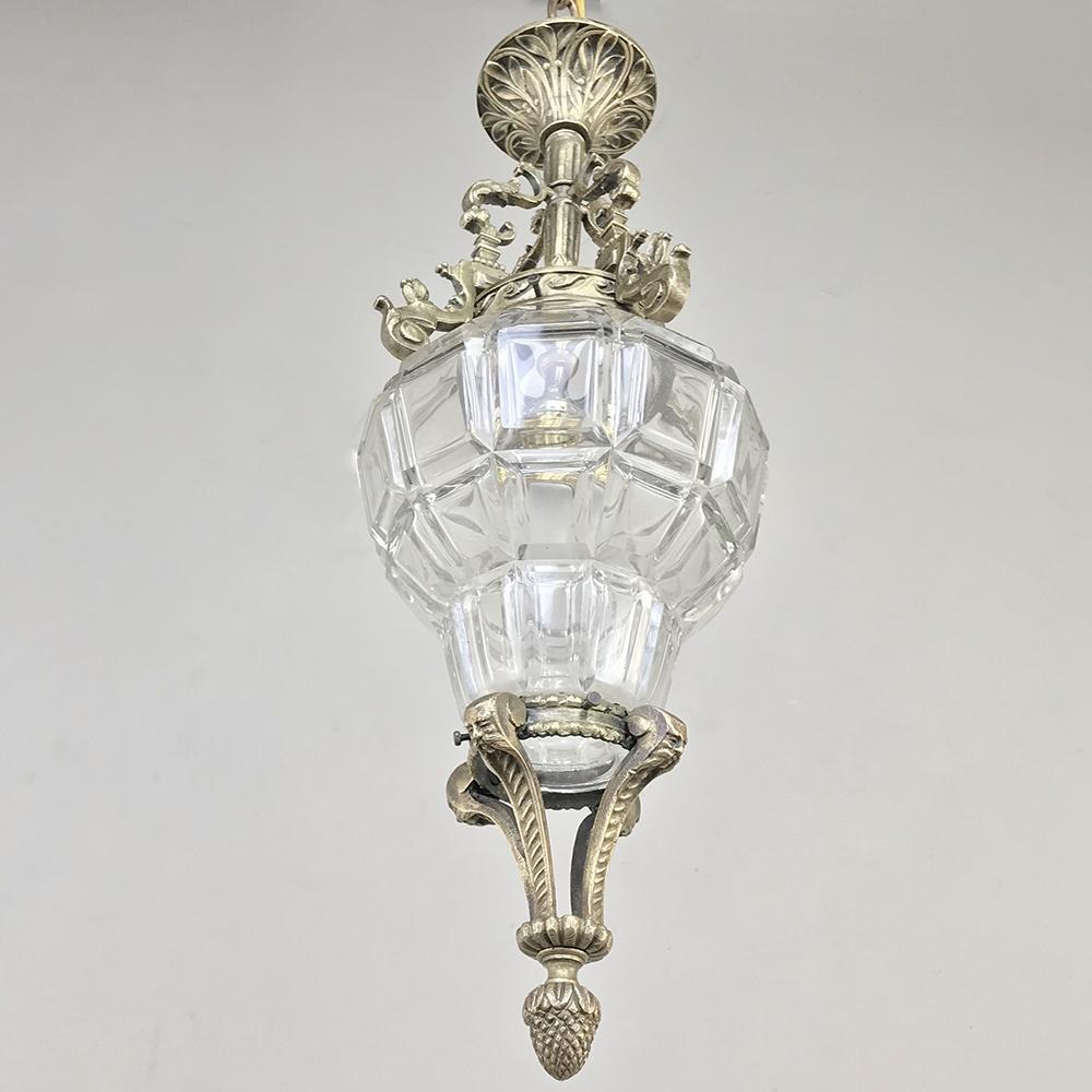 Antique French Baroque Crystal & Bronze Lantern Chandelier 5