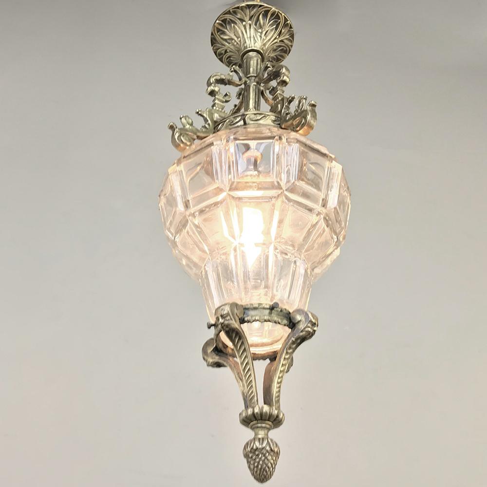 Antique French Baroque Crystal & Bronze Lantern Chandelier 6