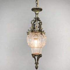 Antique French Baroque Crystal & Bronze Lantern Chandelier