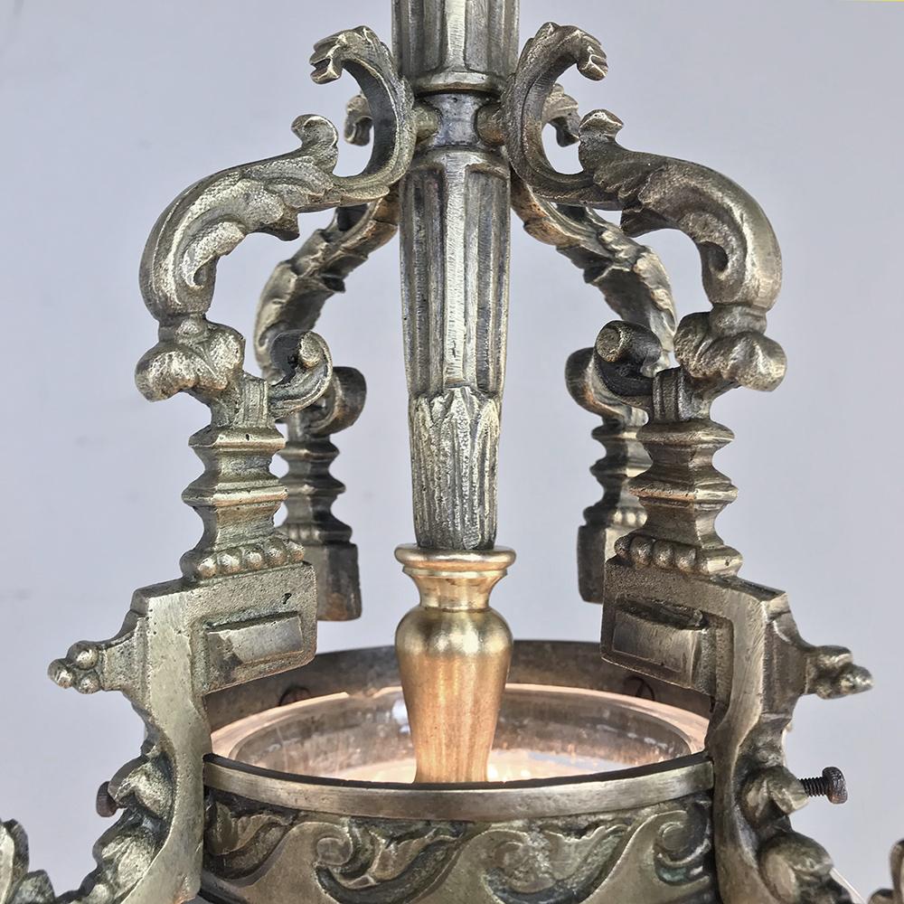 20th Century Antique French Baroque Crystal & Bronze Lantern Chandelier