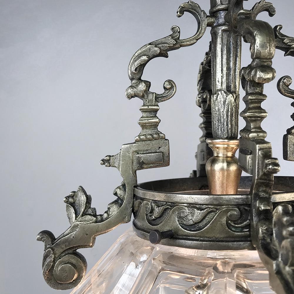 Antique French Baroque Crystal & Bronze Lantern Chandelier 3