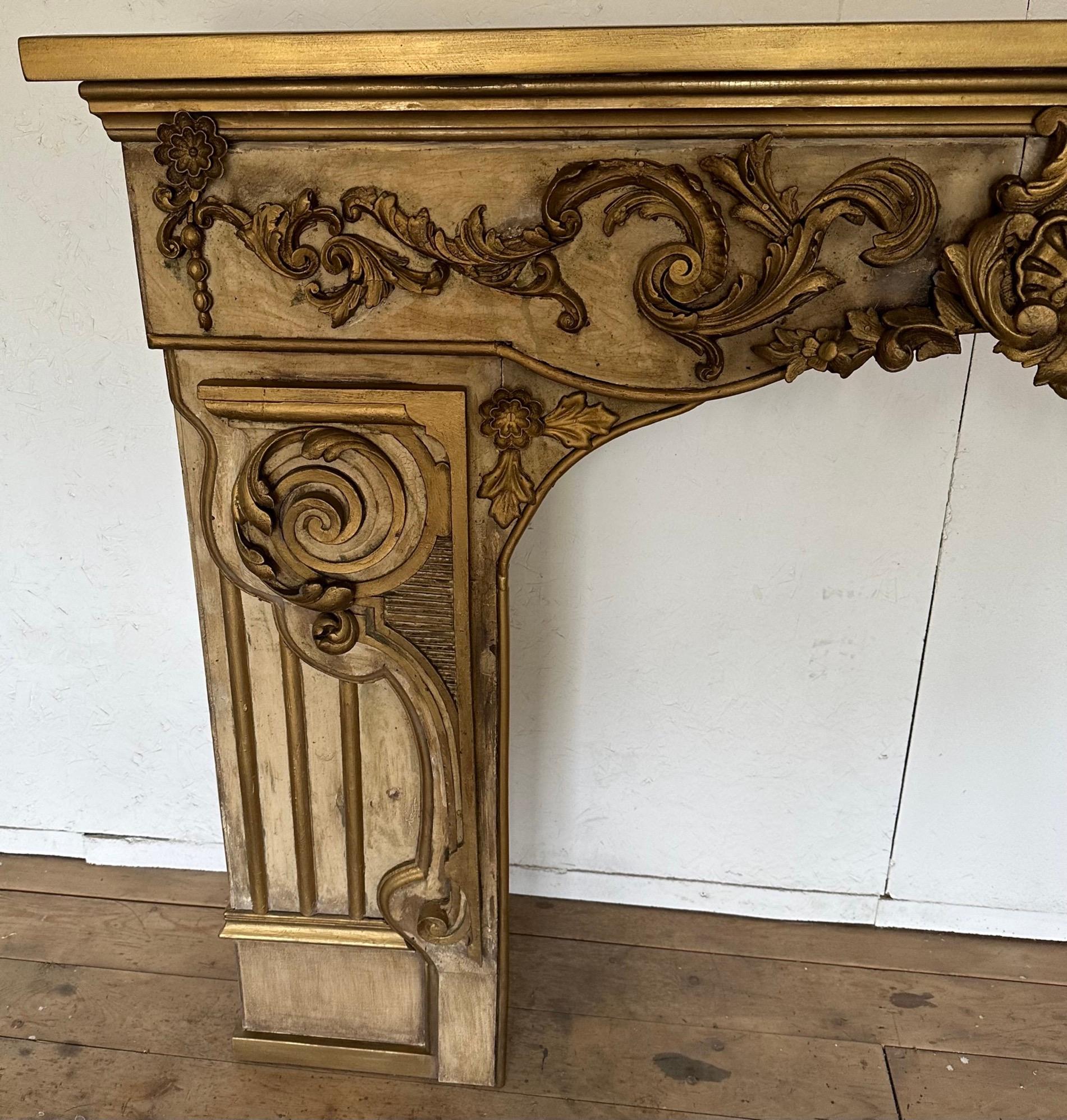Antique French Baroque Fireplace Mantel For Sale 3