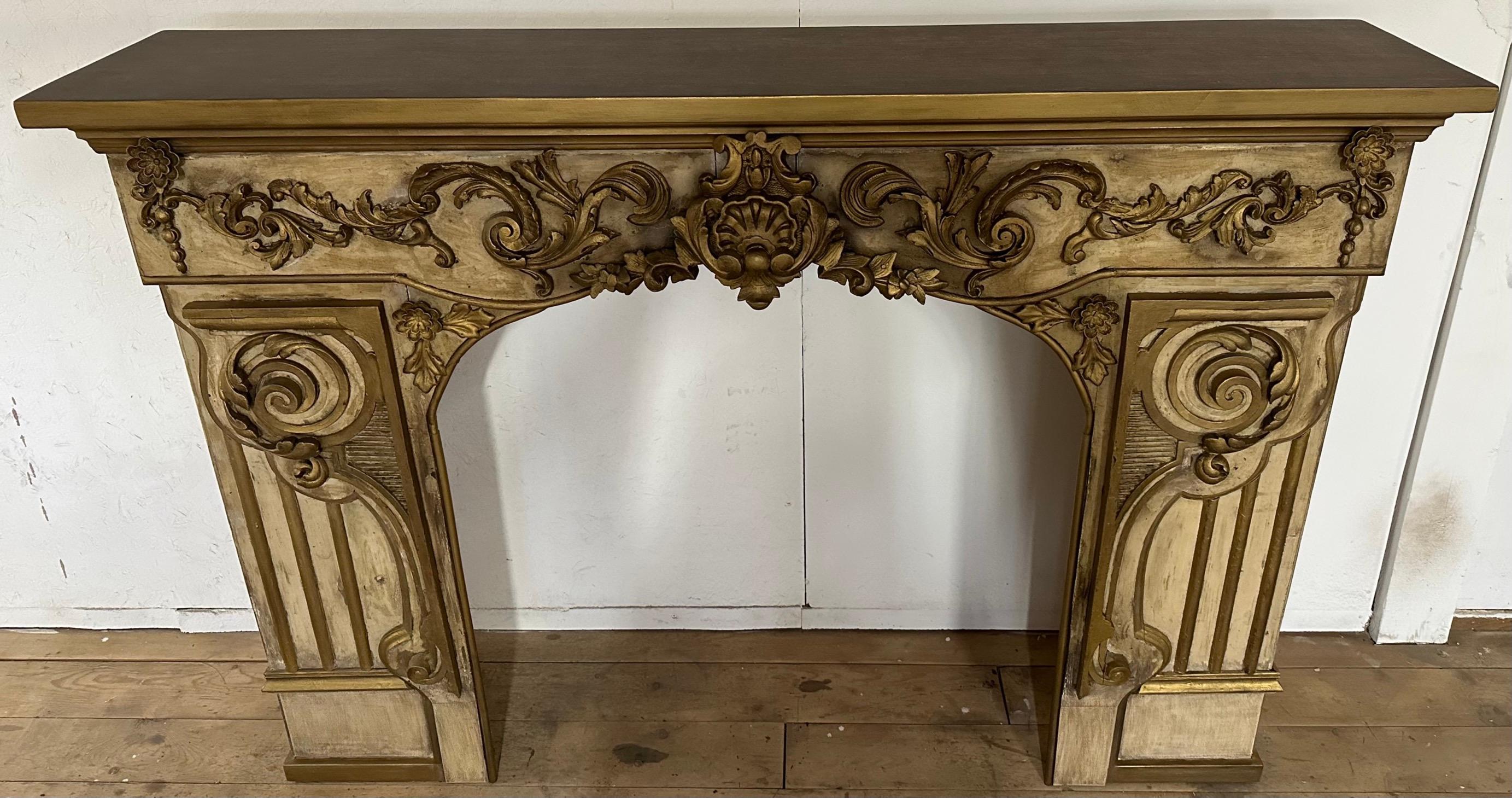 Antique French Baroque Fireplace Mantel For Sale 5