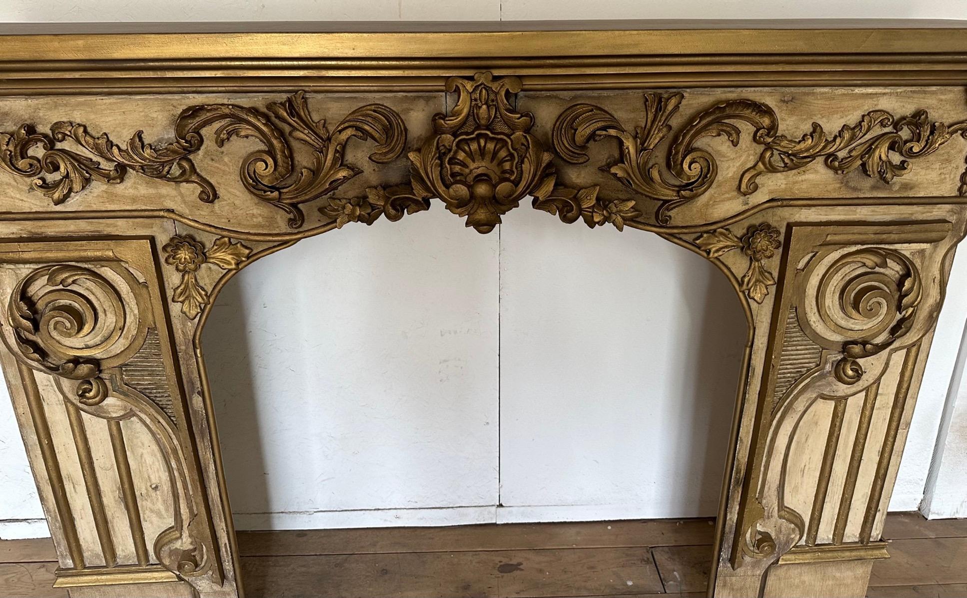 Antique French Baroque Fireplace Mantel For Sale 7