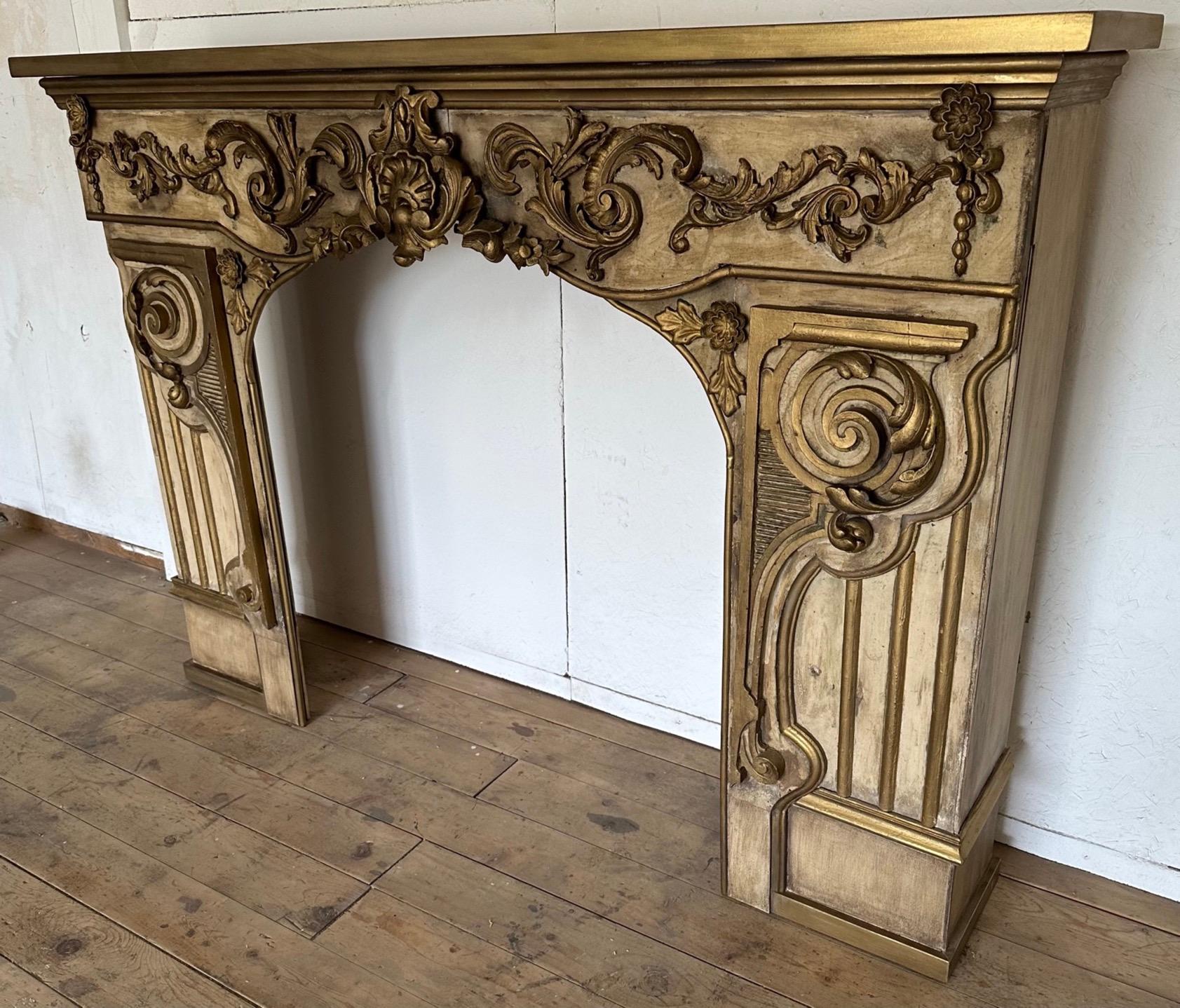 19th Century Antique French Baroque Fireplace Mantel For Sale