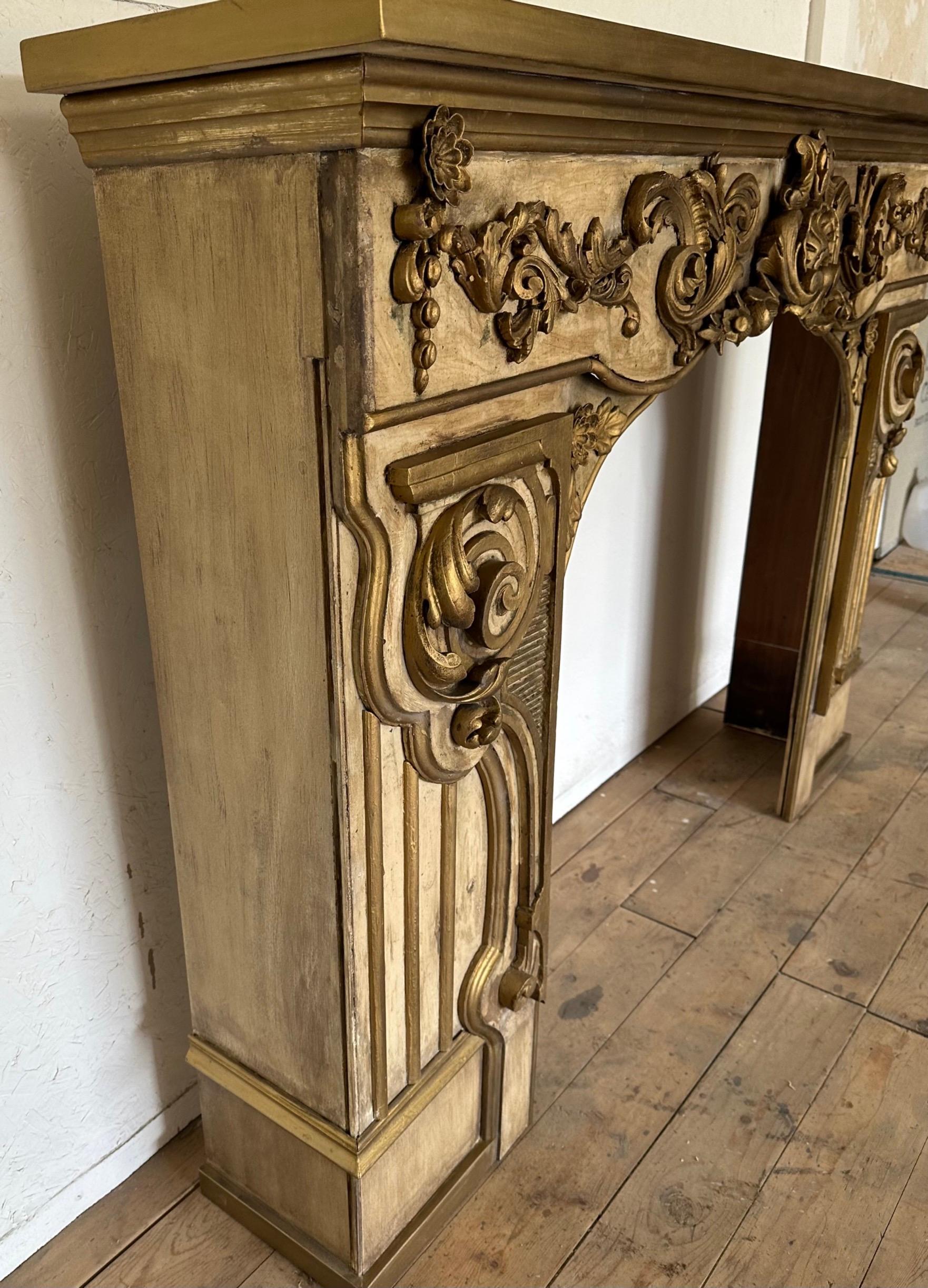Antique French Baroque Fireplace Mantel For Sale 1