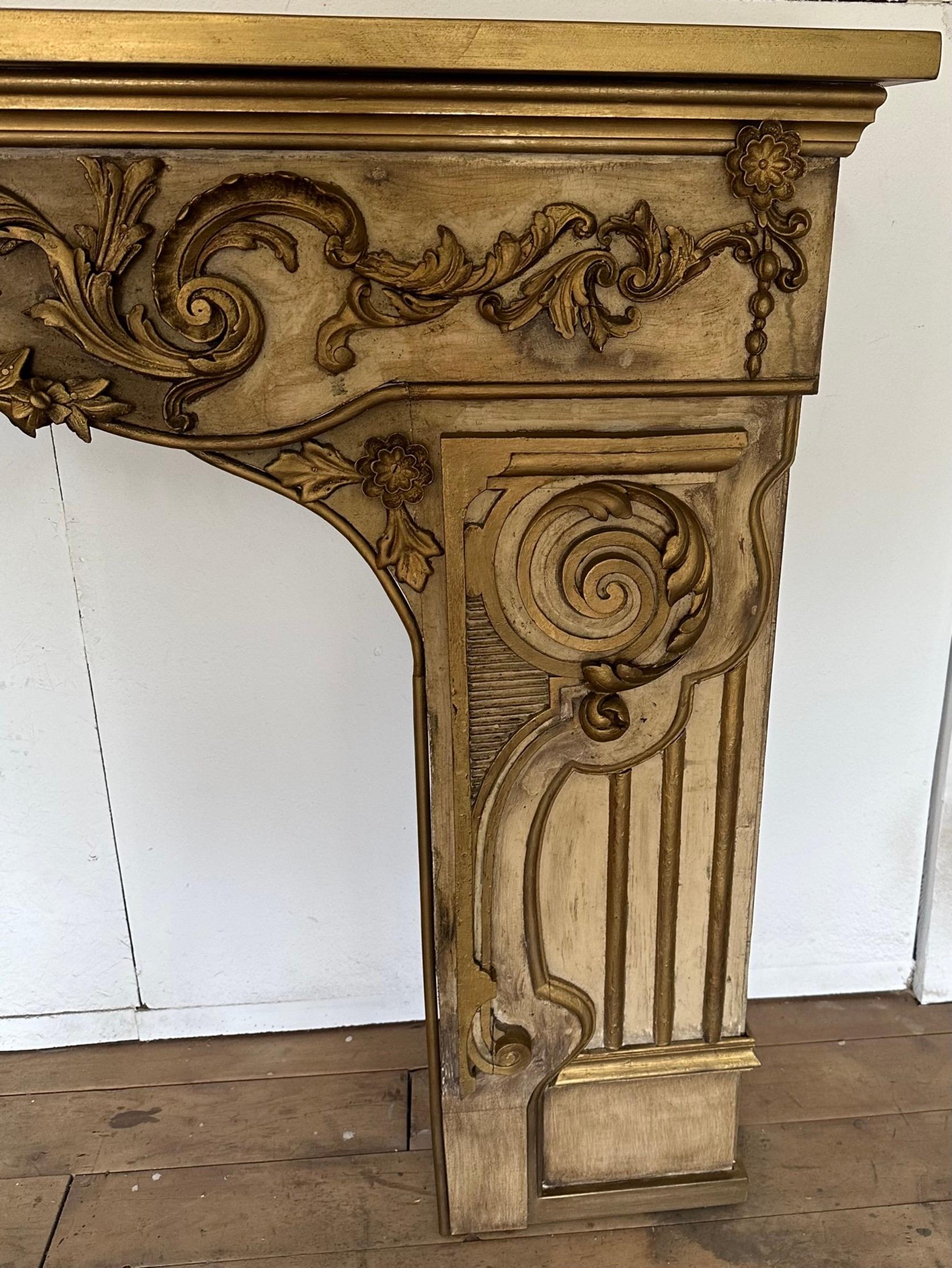 Antique French Baroque Fireplace Mantel For Sale 2