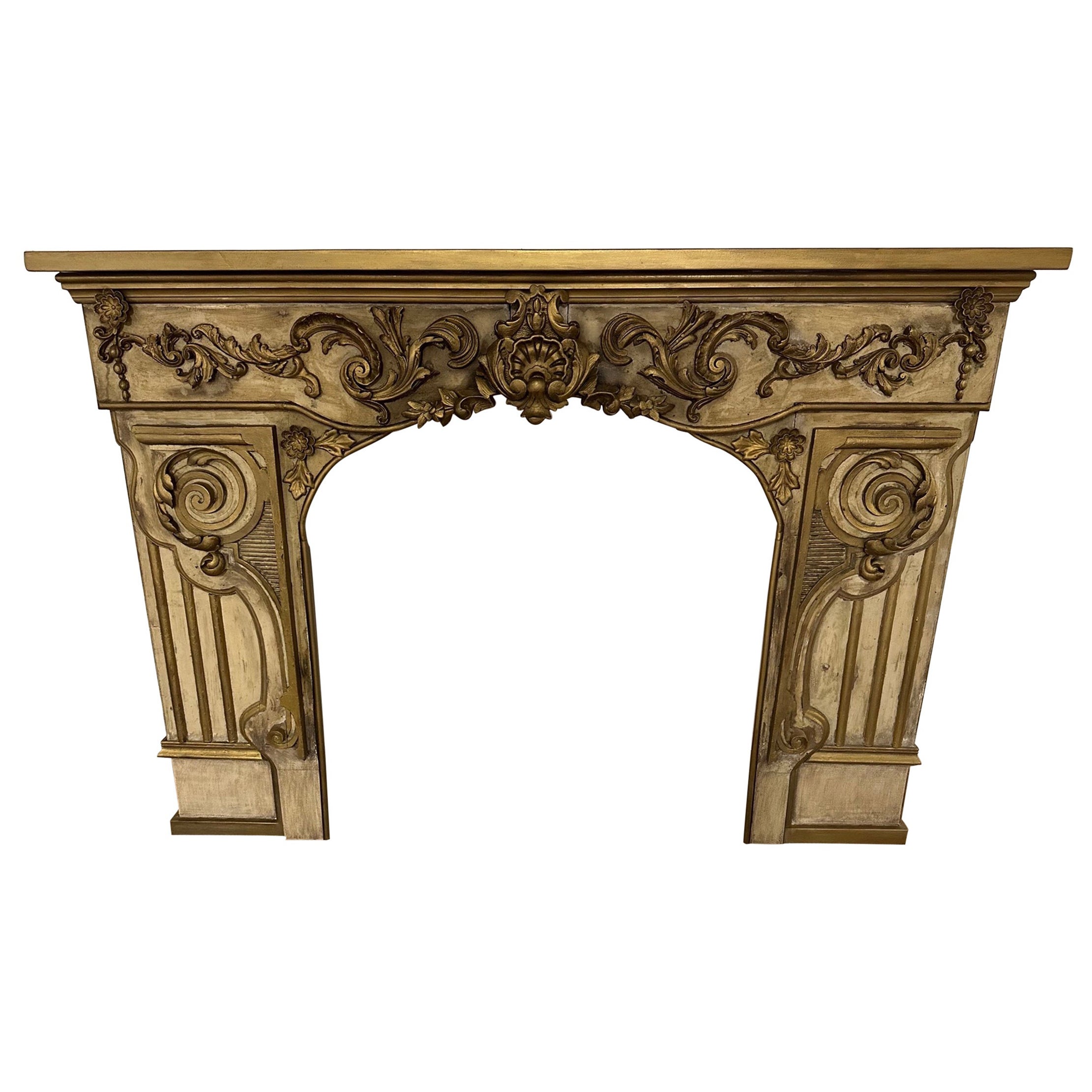 Antique French Baroque Fireplace Mantel
