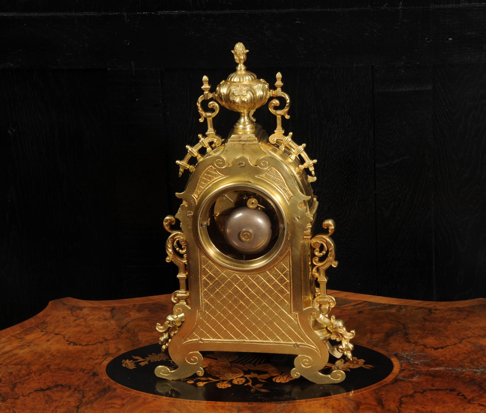 Antique French Baroque Gilt Bronze Clock 6