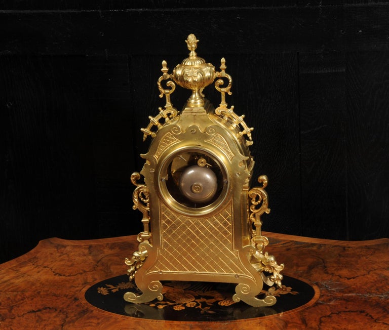 Antique French Baroque Gilt Bronze Clock For Sale 8