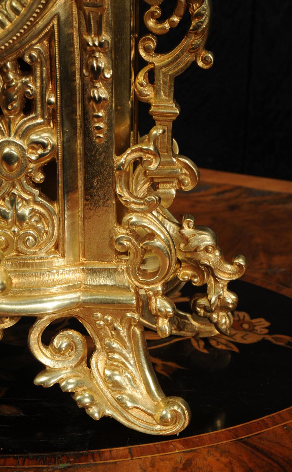Antique French Baroque Gilt Bronze Clock 7