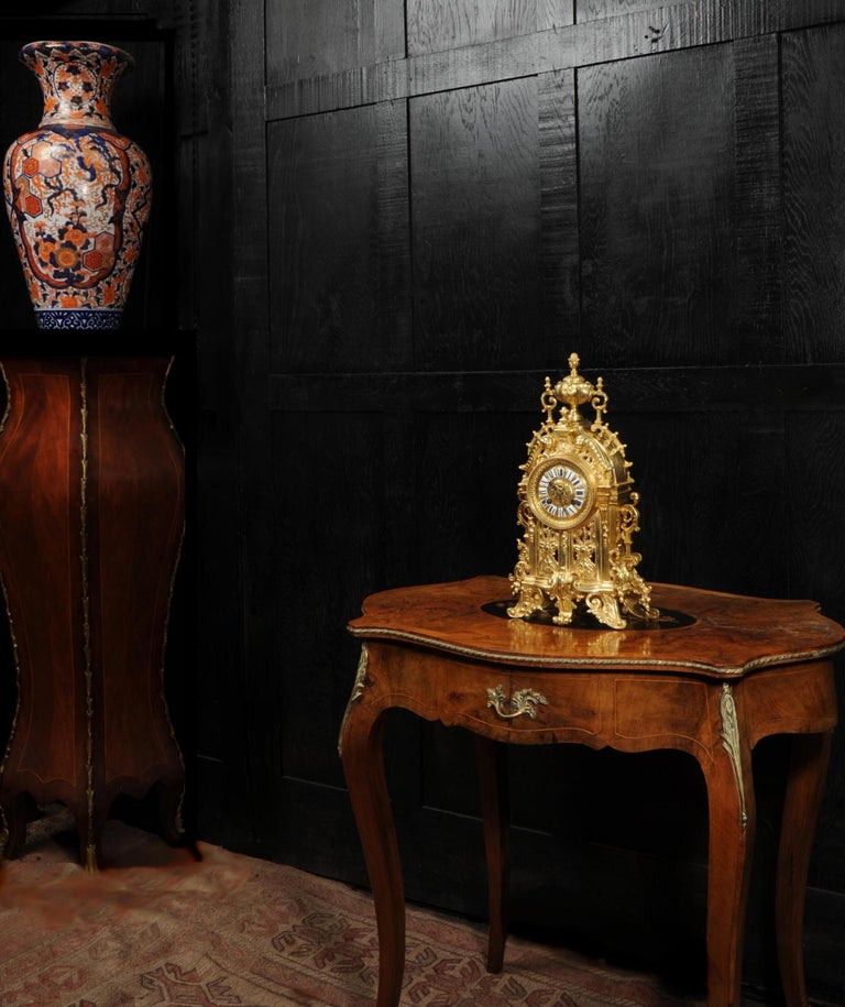 Antique French Baroque Gilt Bronze Clock For Sale 2