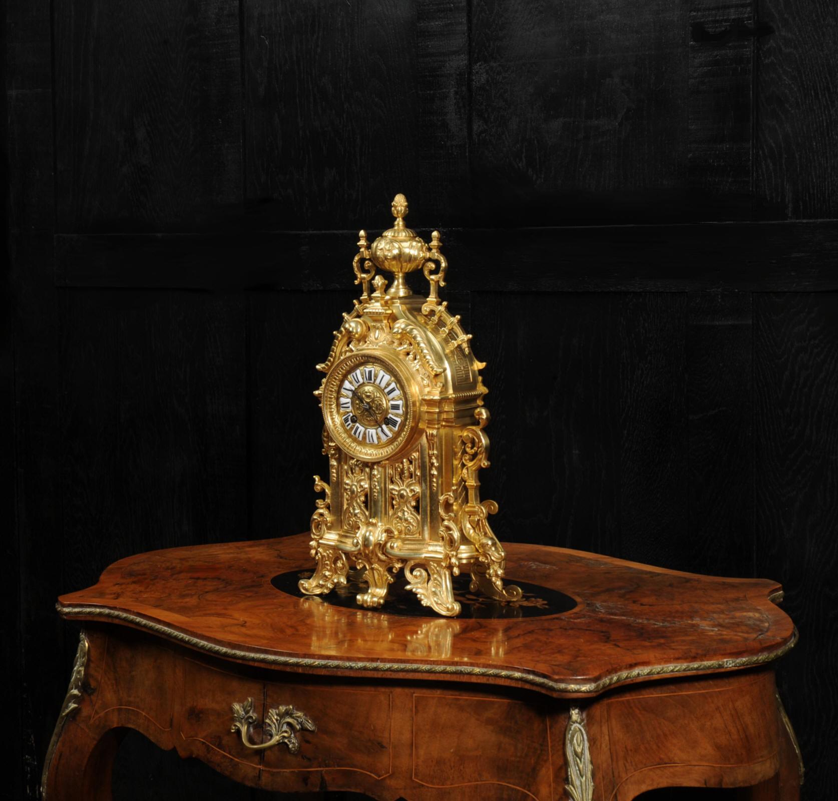 Antique French Baroque Gilt Bronze Clock 1