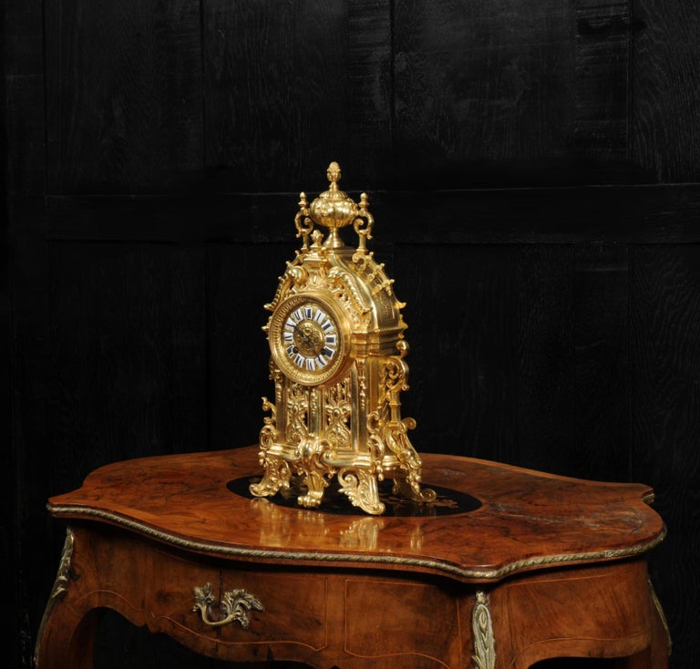 Antique French Baroque Gilt Bronze Clock For Sale 3