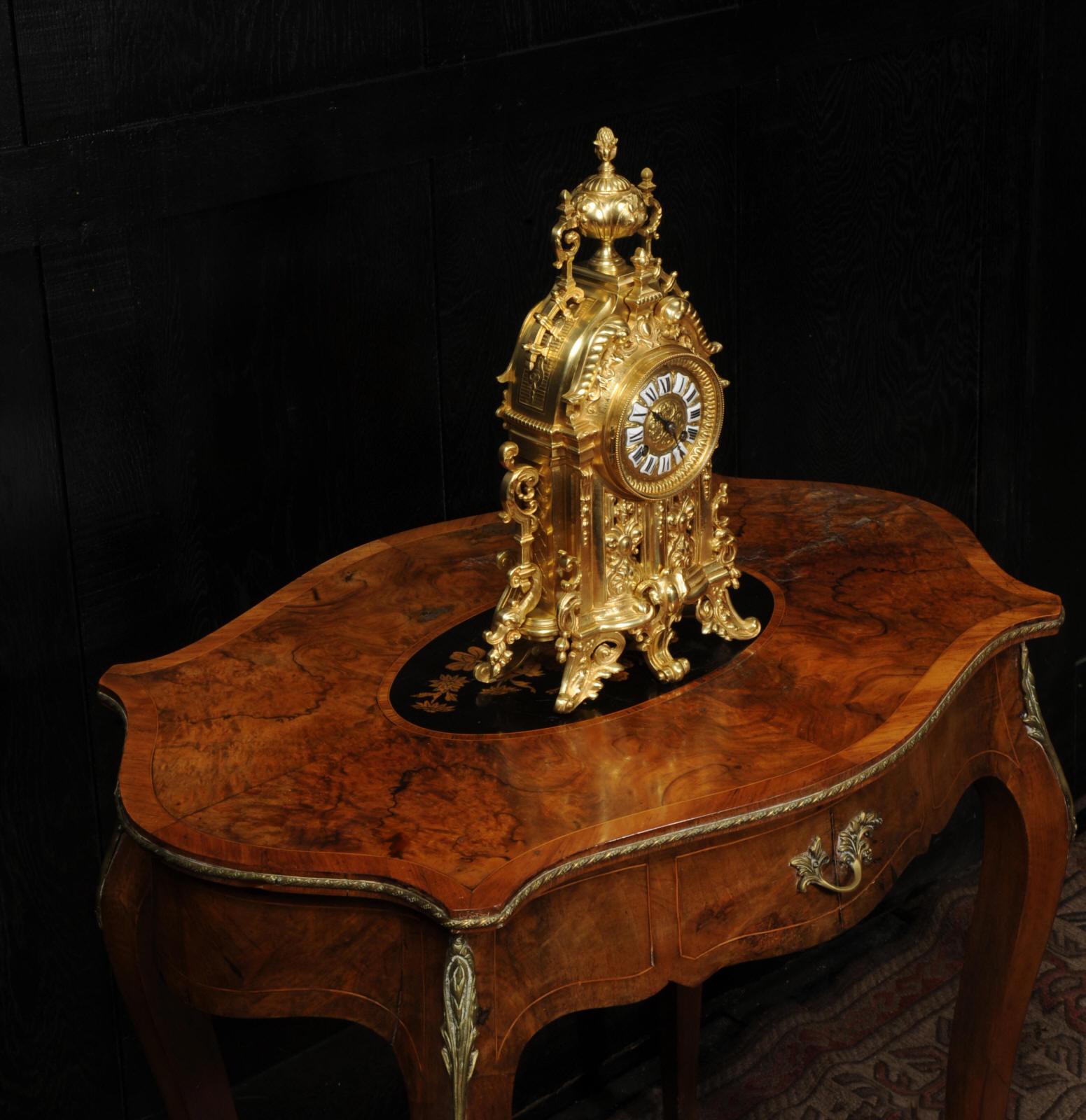 Antique French Baroque Gilt Bronze Clock 3