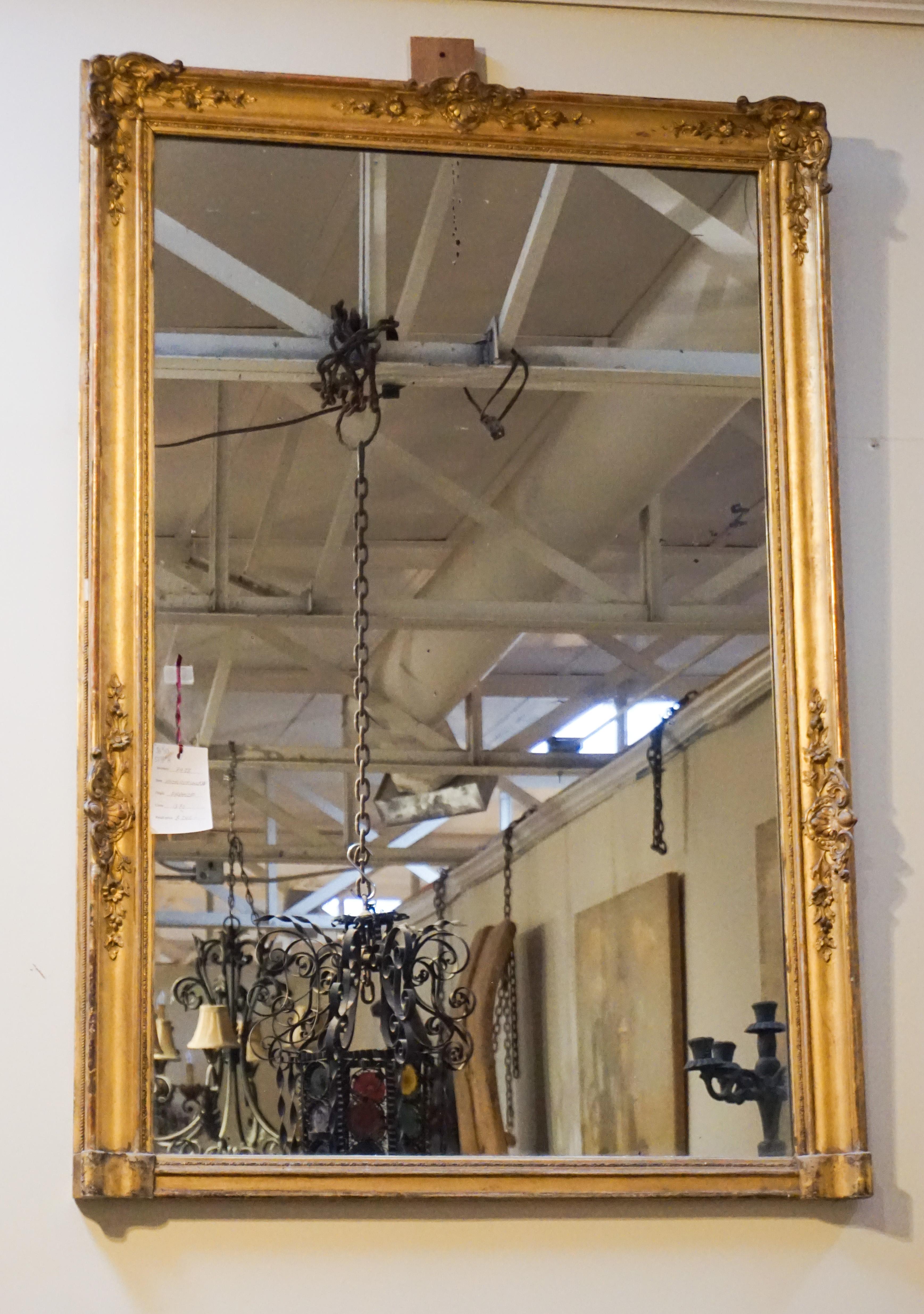 Antique French Baroque Gold Leaf Mirror In Good Condition In Dallas, TX