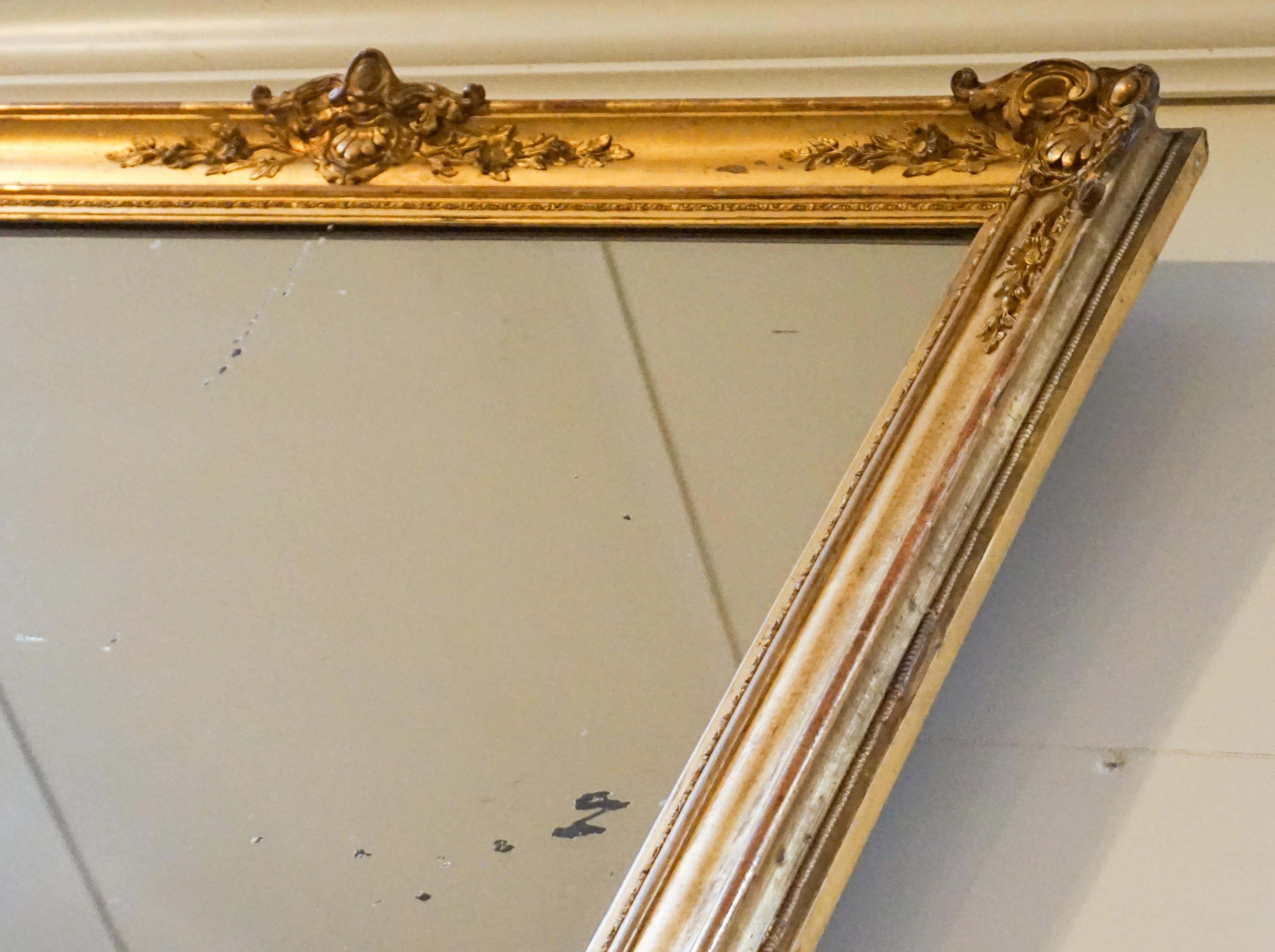 Antique French Baroque Gold Leaf Mirror 1