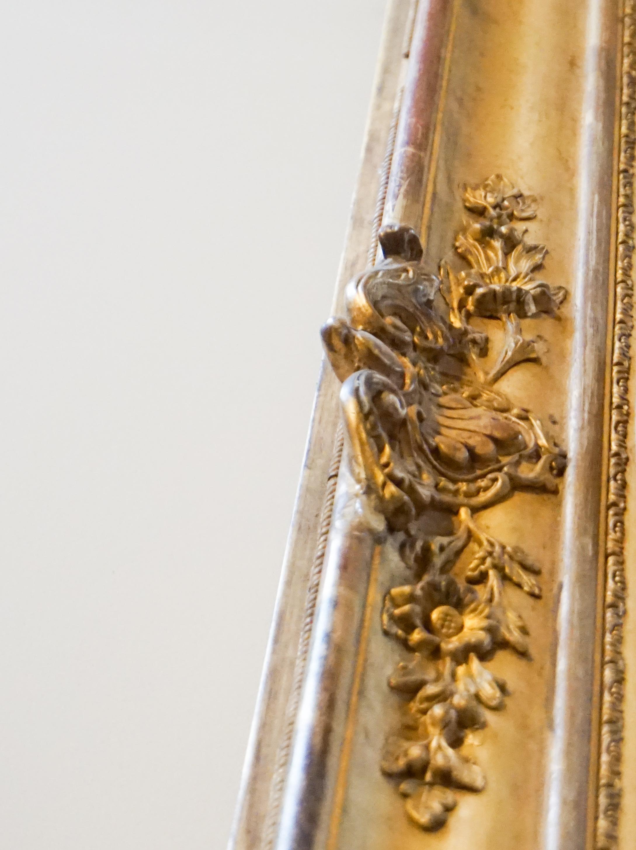 Antique French Baroque Gold Leaf Mirror 2