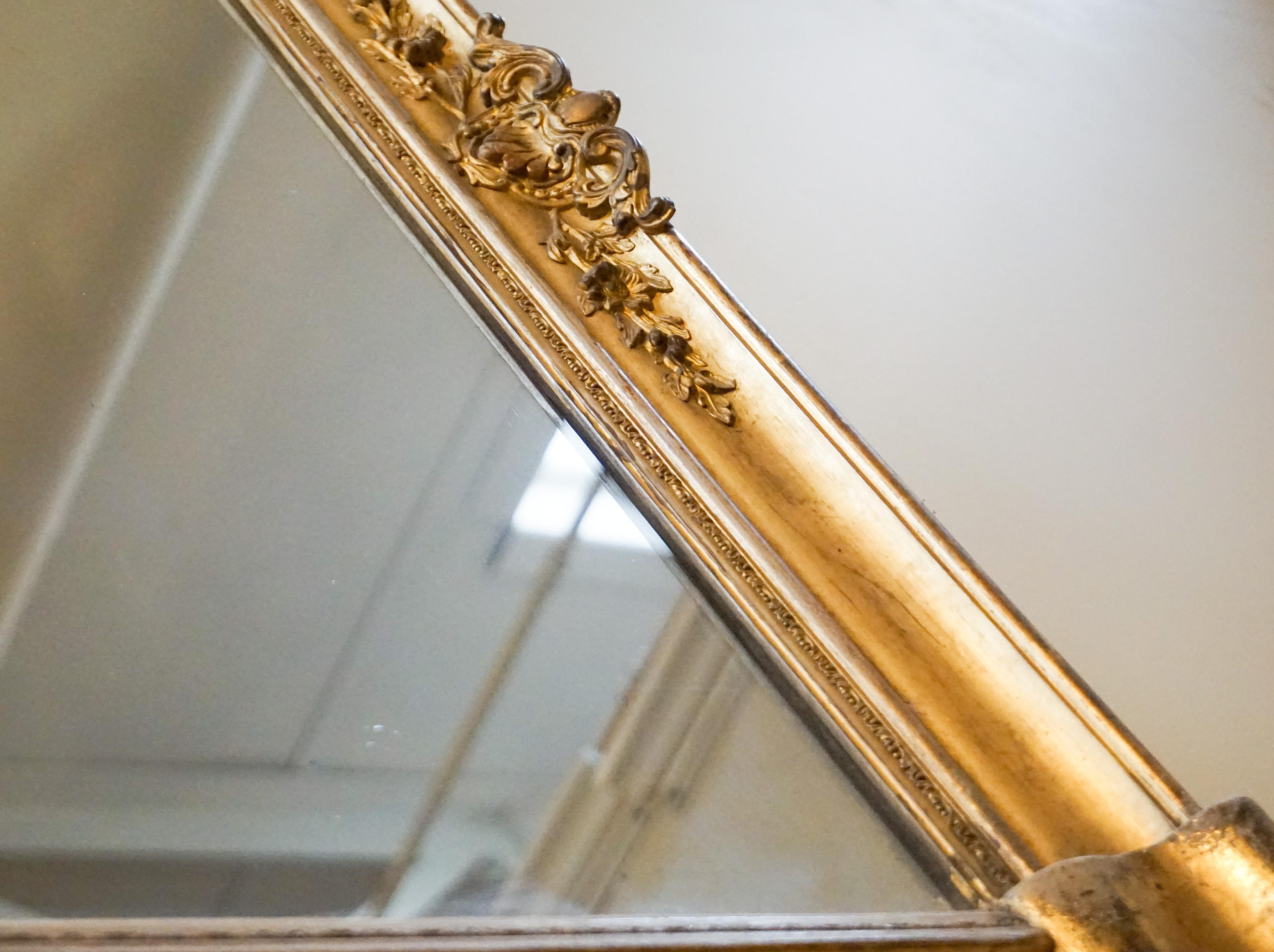 Antique French Baroque Gold Leaf Mirror 4