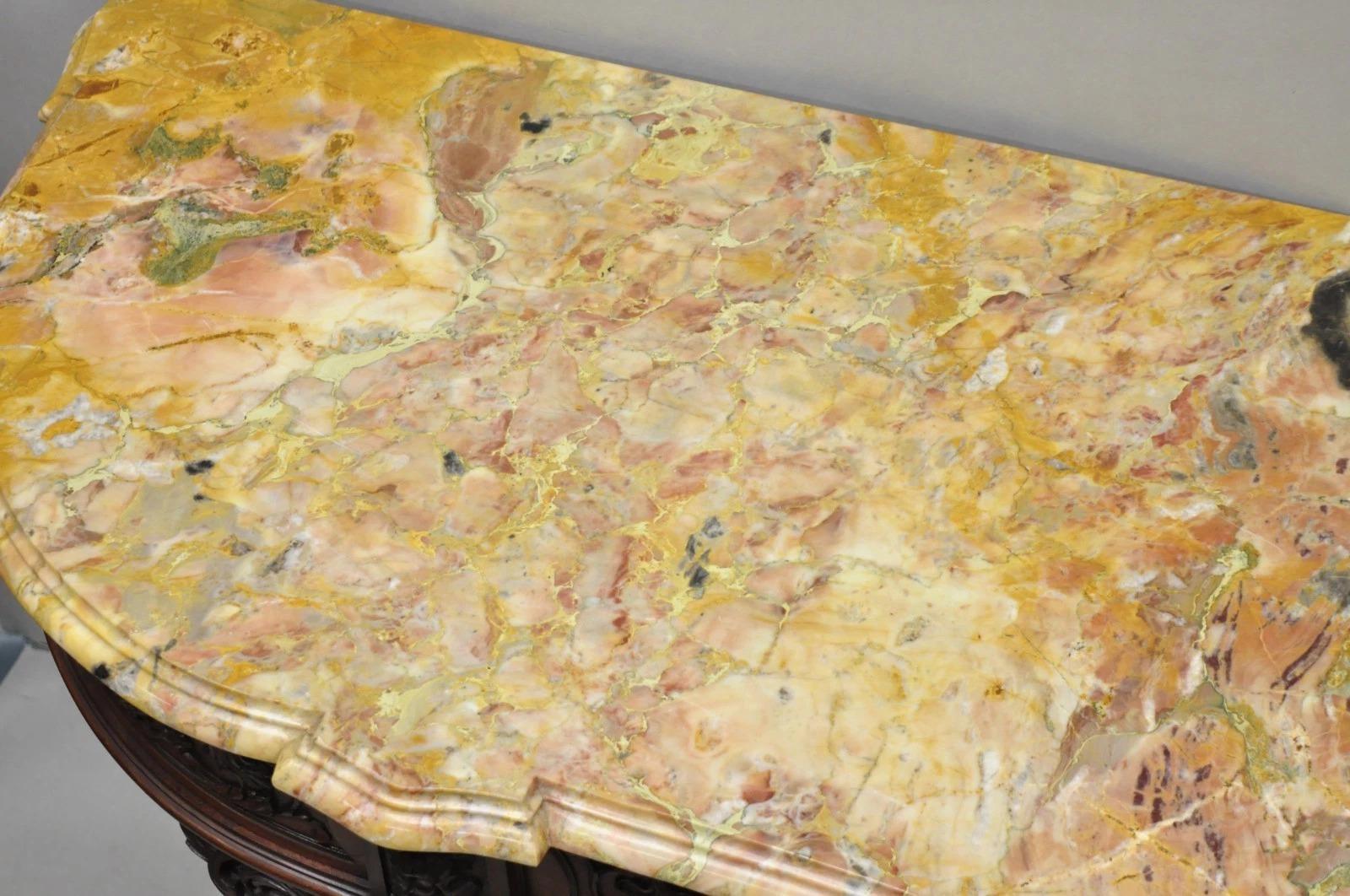 Antique French Baroque Rococo Carved Walnut Marble Top Sideboard Buffet w Drawer in vendita 6