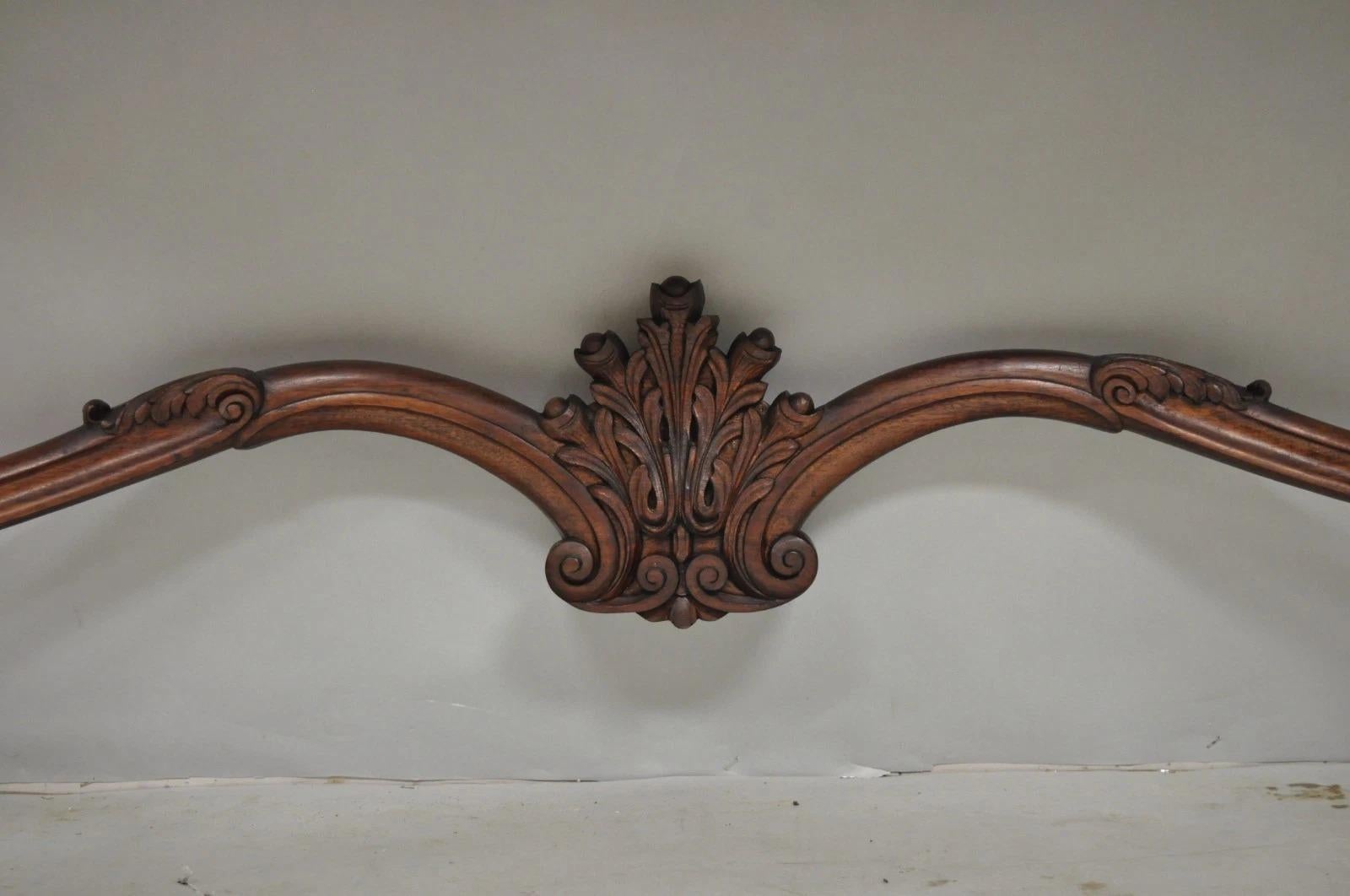 Antique French Baroque Rococo Carved Walnut Marble Top Sideboard Buffet w Drawer in vendita 9