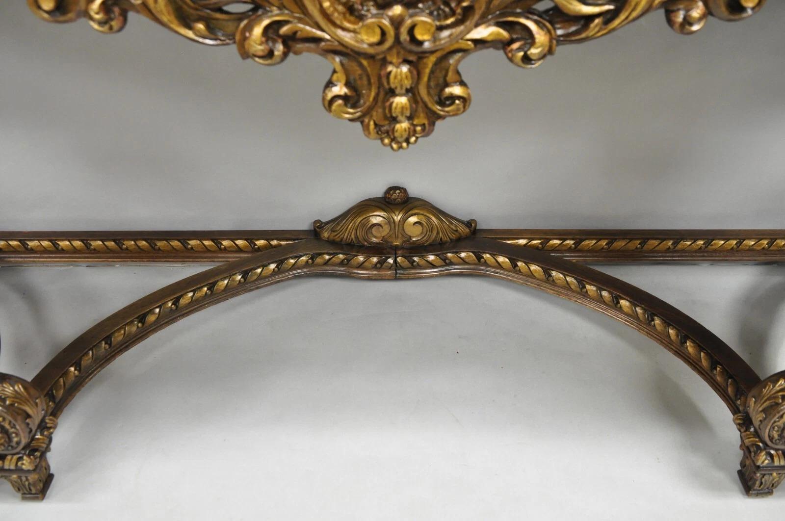 Antique French Baroque Rococo Carved Walnut Marble Top Sideboard Buffet w Drawer im Angebot 2