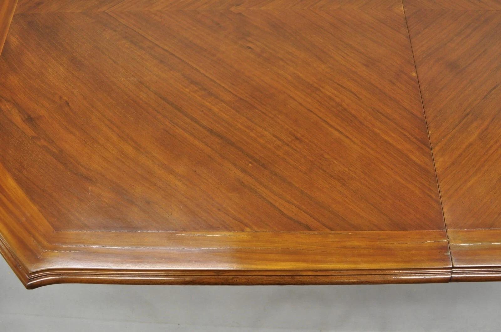 Antique French Baroque Rococo Revival Carved Walnut Dining Table w/ 2 Leaves For Sale 9
