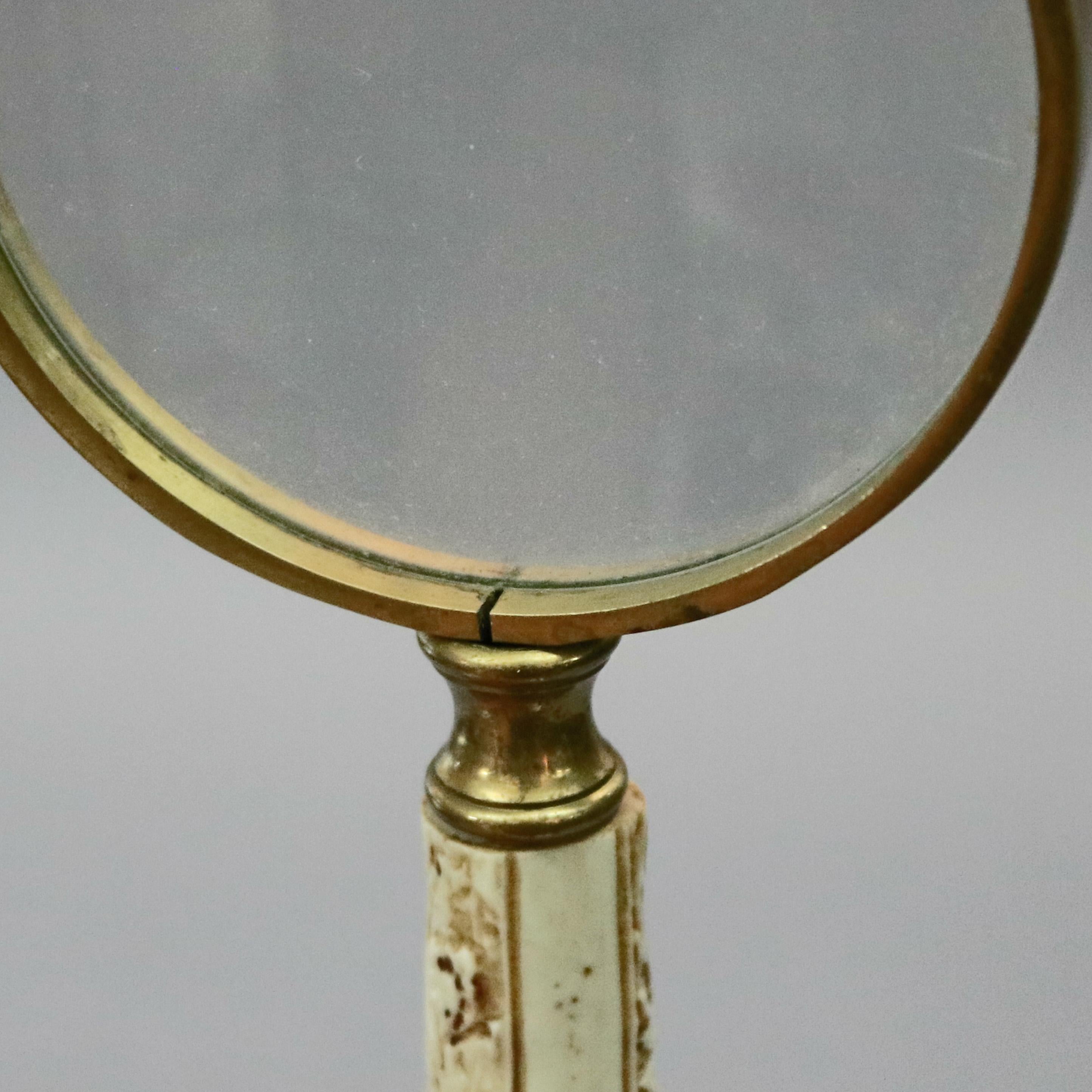 Hand-Carved French Baroque Style Hand Carved Bone Figural Magnifying Glass, 19th Century