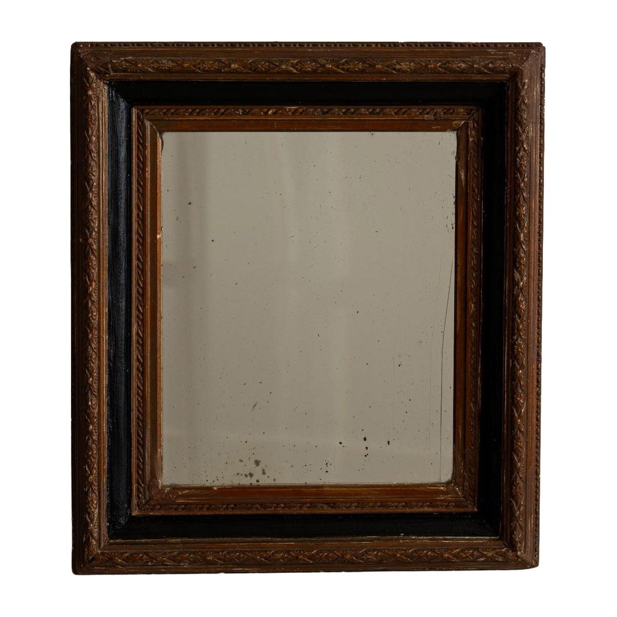 Specchio da parete antico in stile barocco francese, in legno e vetro, XIX secolo