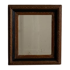 Antique French Baroque Wall Mirror, Wood and Glass, 19th Century